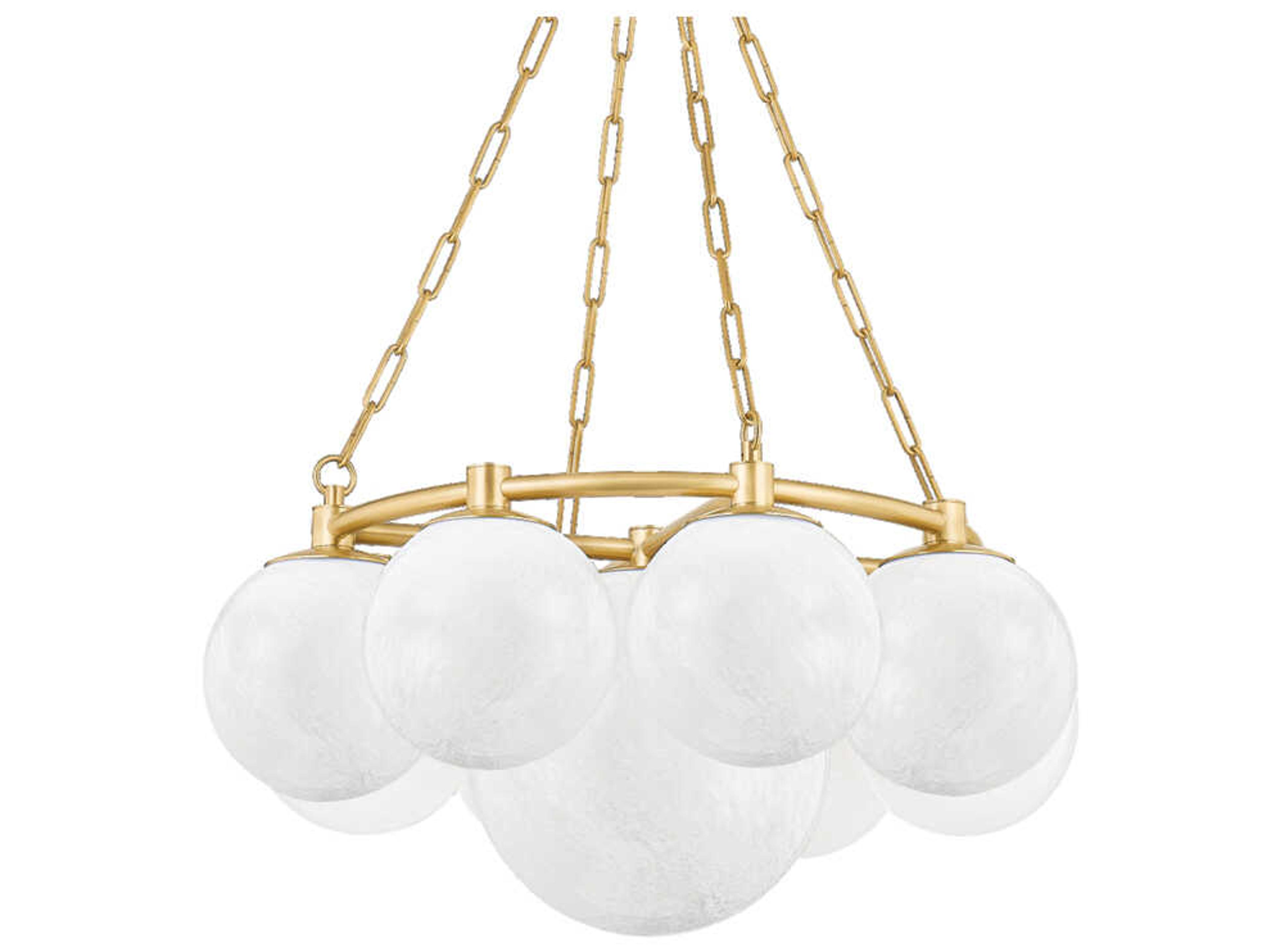 Hudson Valley Thornwood 9-Light Aged Brass Glass Globe Chandelier