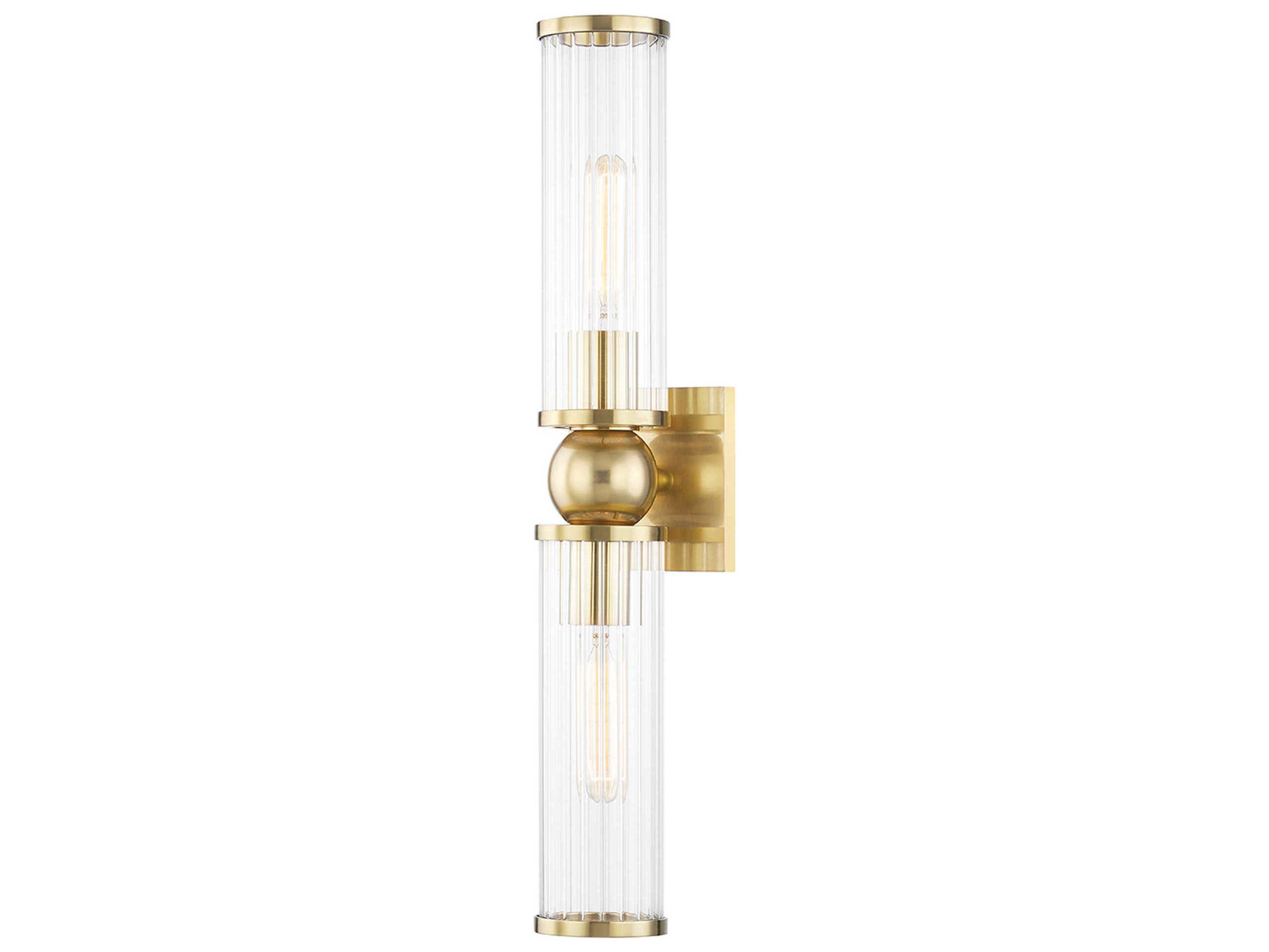 Hudson Valley Malone 2-Light Aged Brass Clear Glass Wall Sconce