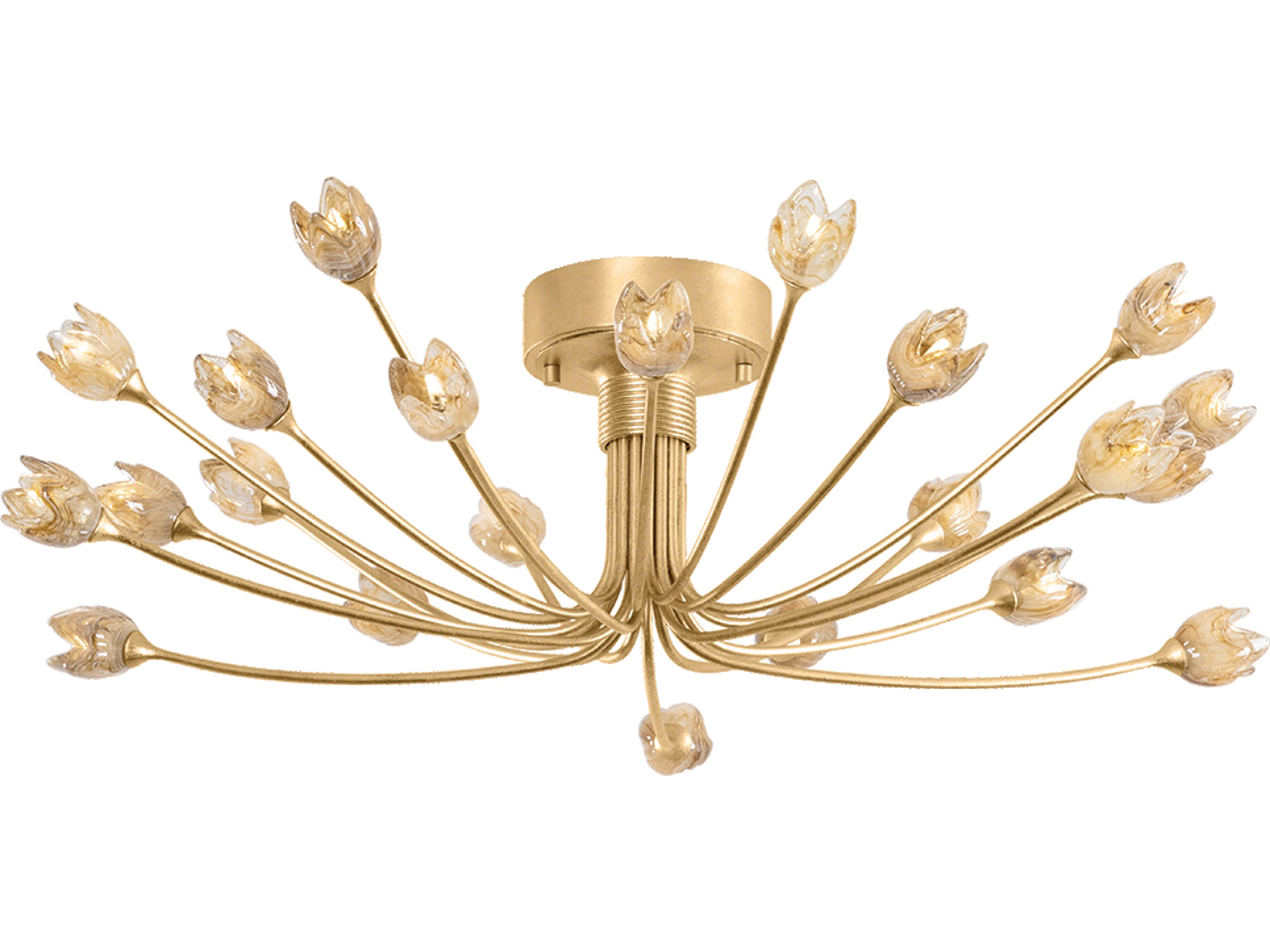 Hudson Valley Falkirk 22-Light Vintage Gold Leaf Semi Flush Mount