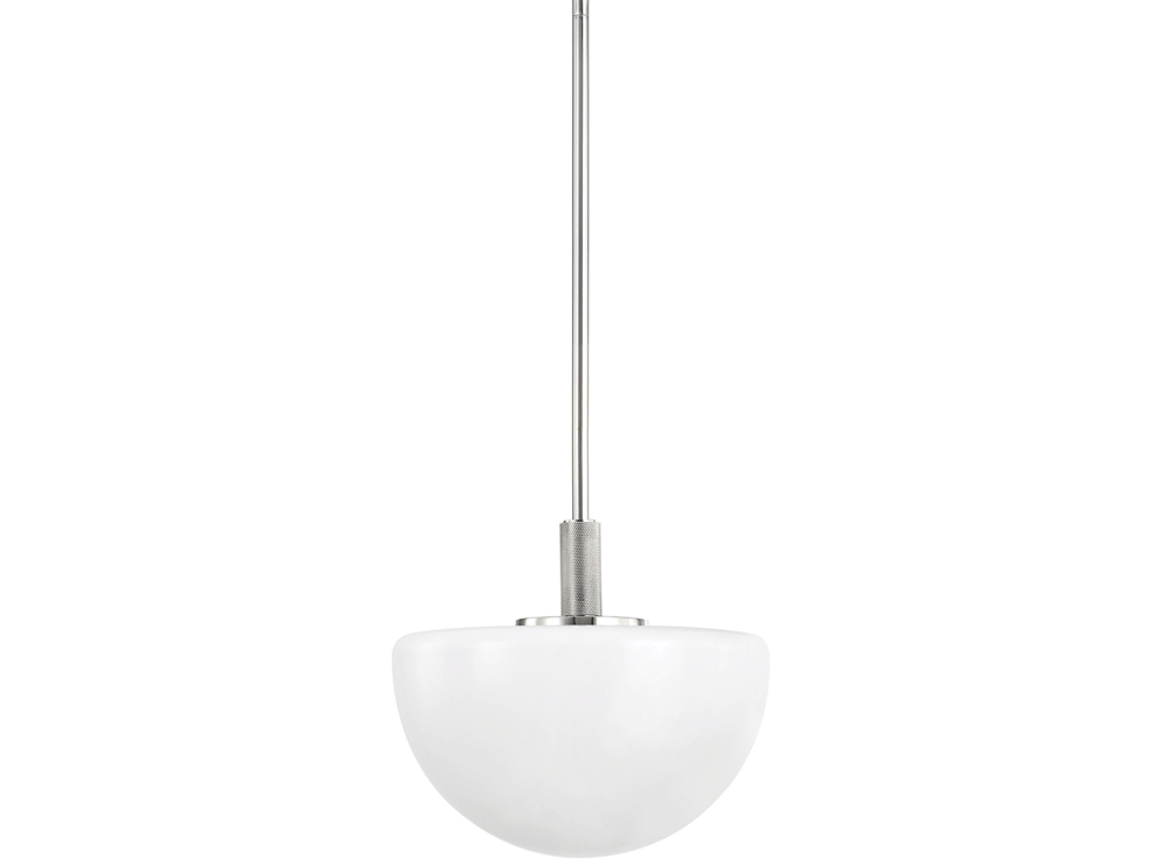 Hudson Valley Lethbridge 1-Light Polished Nickel White Glass Bowl Mini Pendant