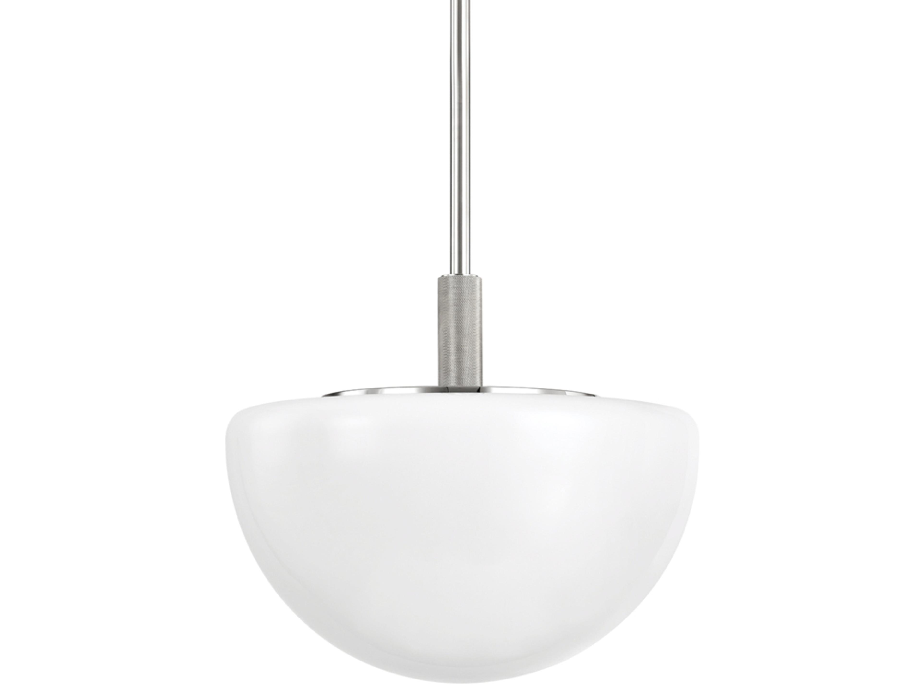 Hudson Valley Lethbridge 1-Light Polished Nickel White Glass Bowl Pendant
