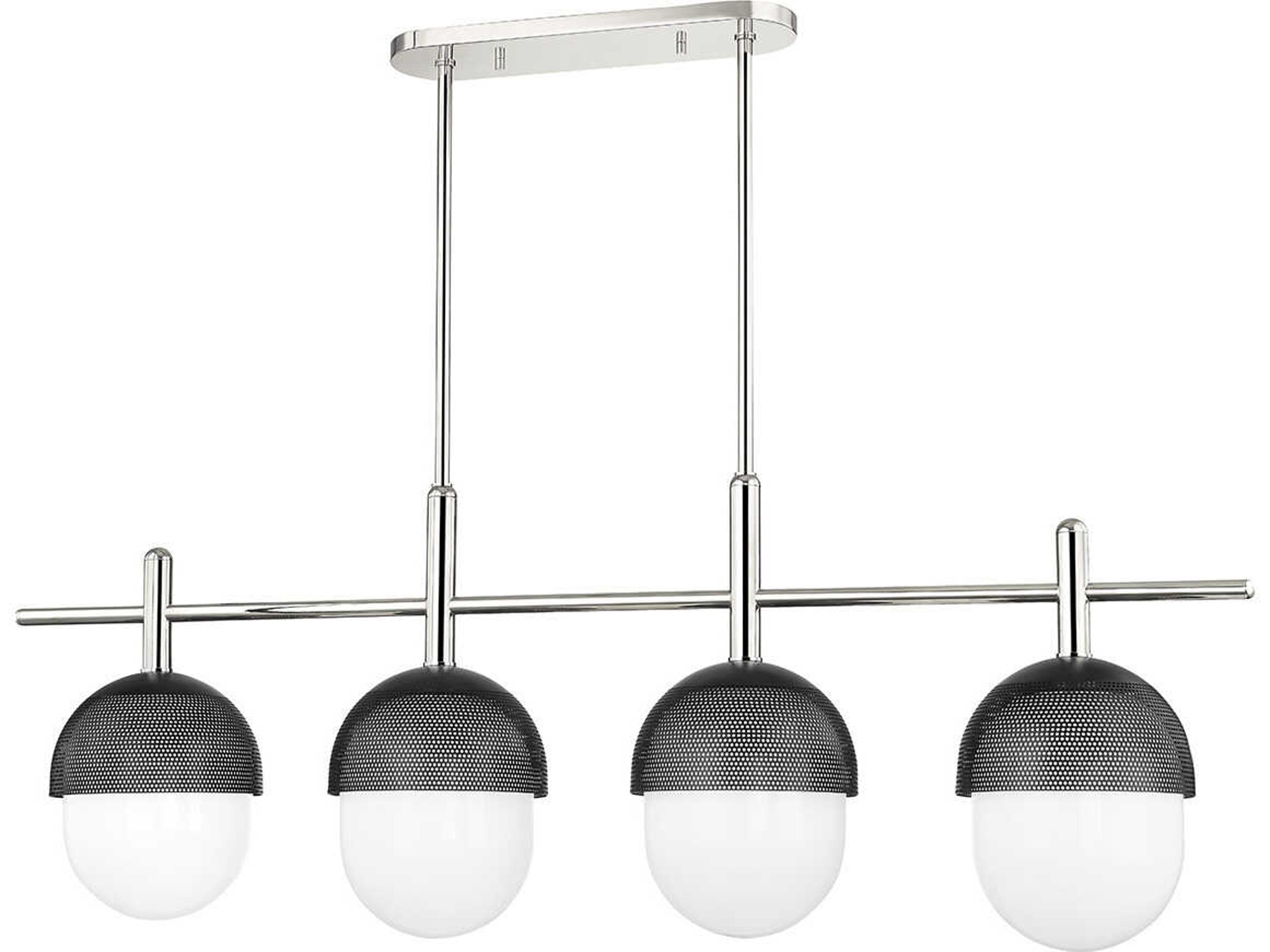 Hudson Valley Nyack 4-Light Polished Nickel Black Globe Island Pendant