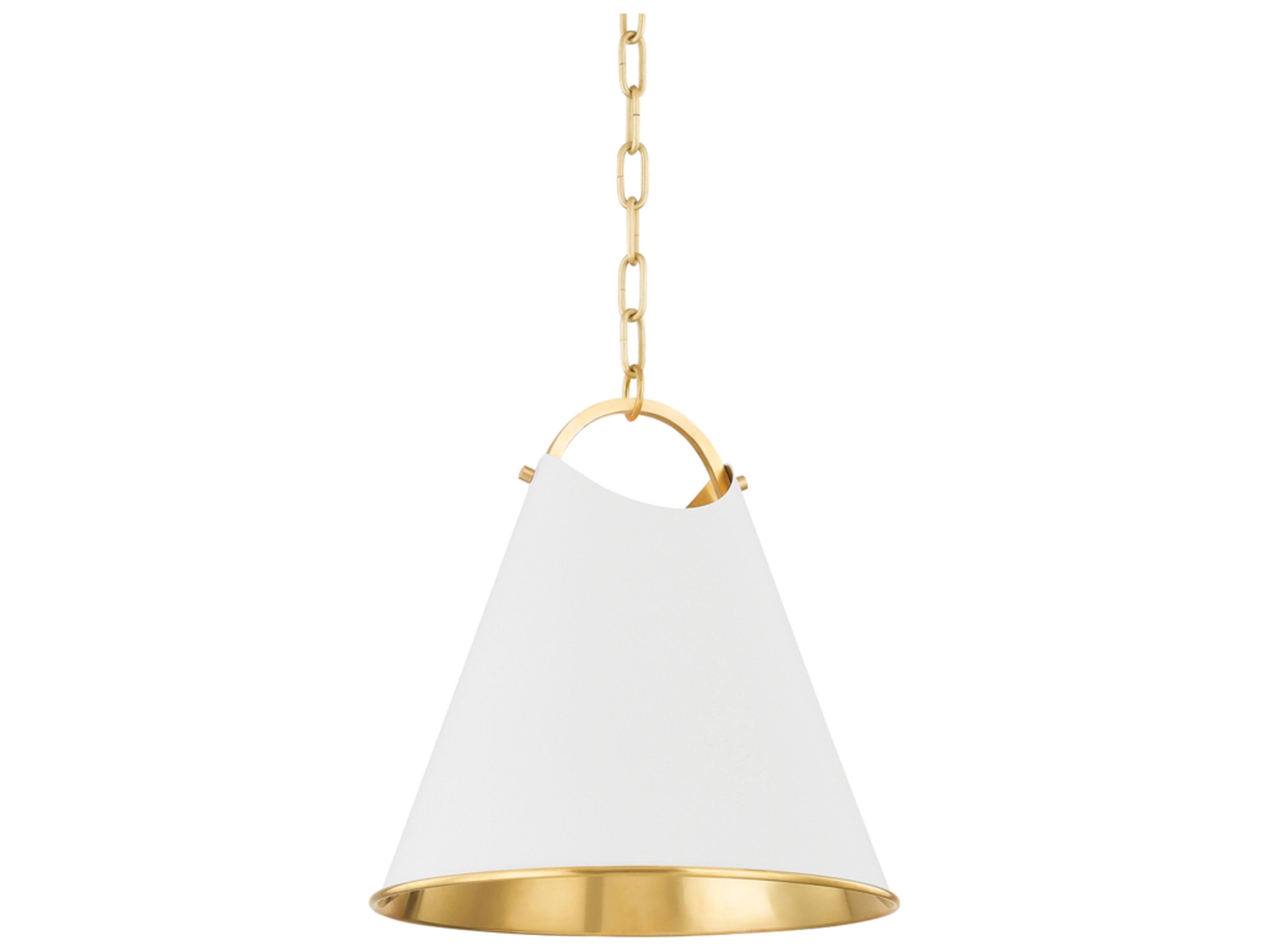 Hudson Valley Burnbay 1-Light Aged Brass White Bell Pendant