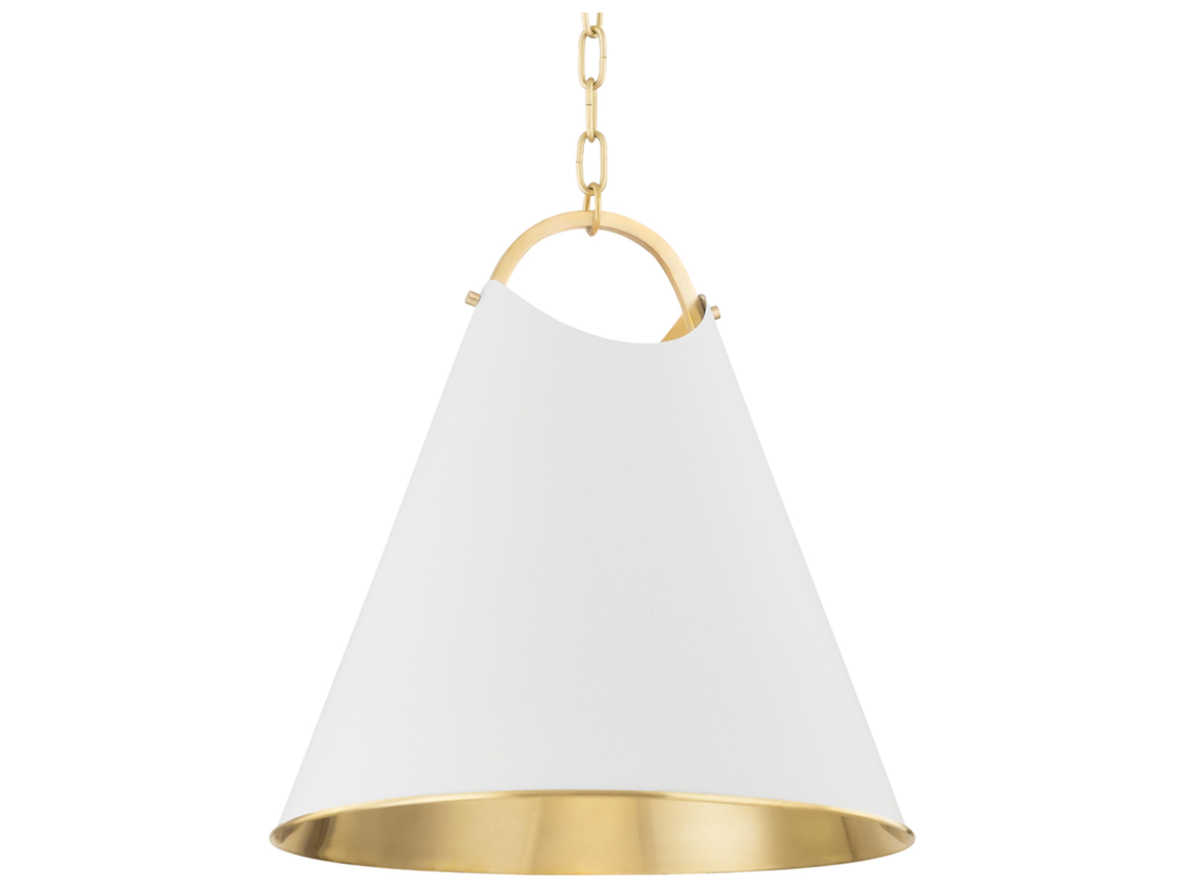 Hudson Valley Burnbay 1-Light Aged Brass White Bell Pendant