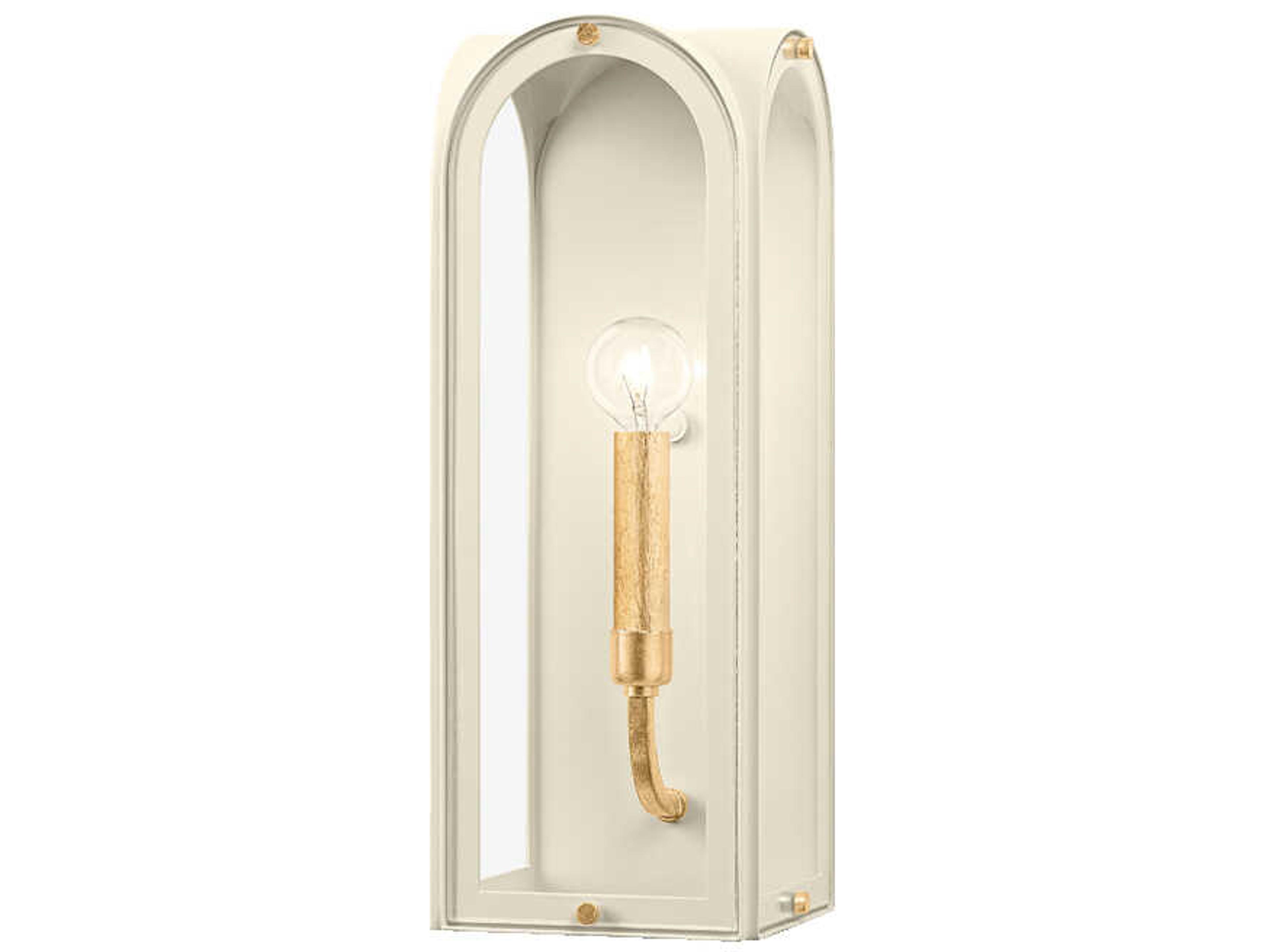 Hudson Valley Lincroft 1-Light Vintage Gold Leaf Soft Sand White Glass Wall Sconce