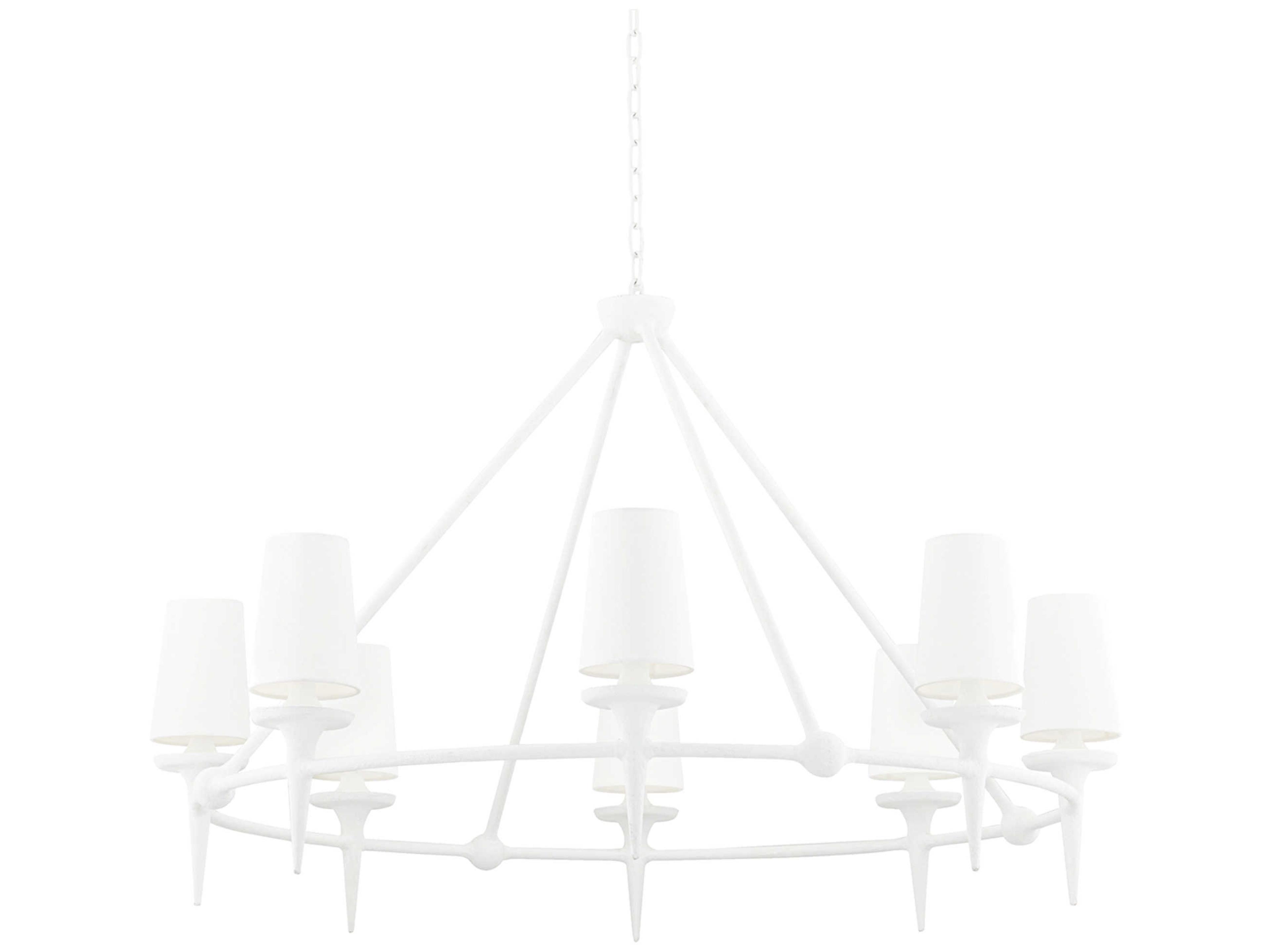Torch 8-Light White Plaster Chandelier