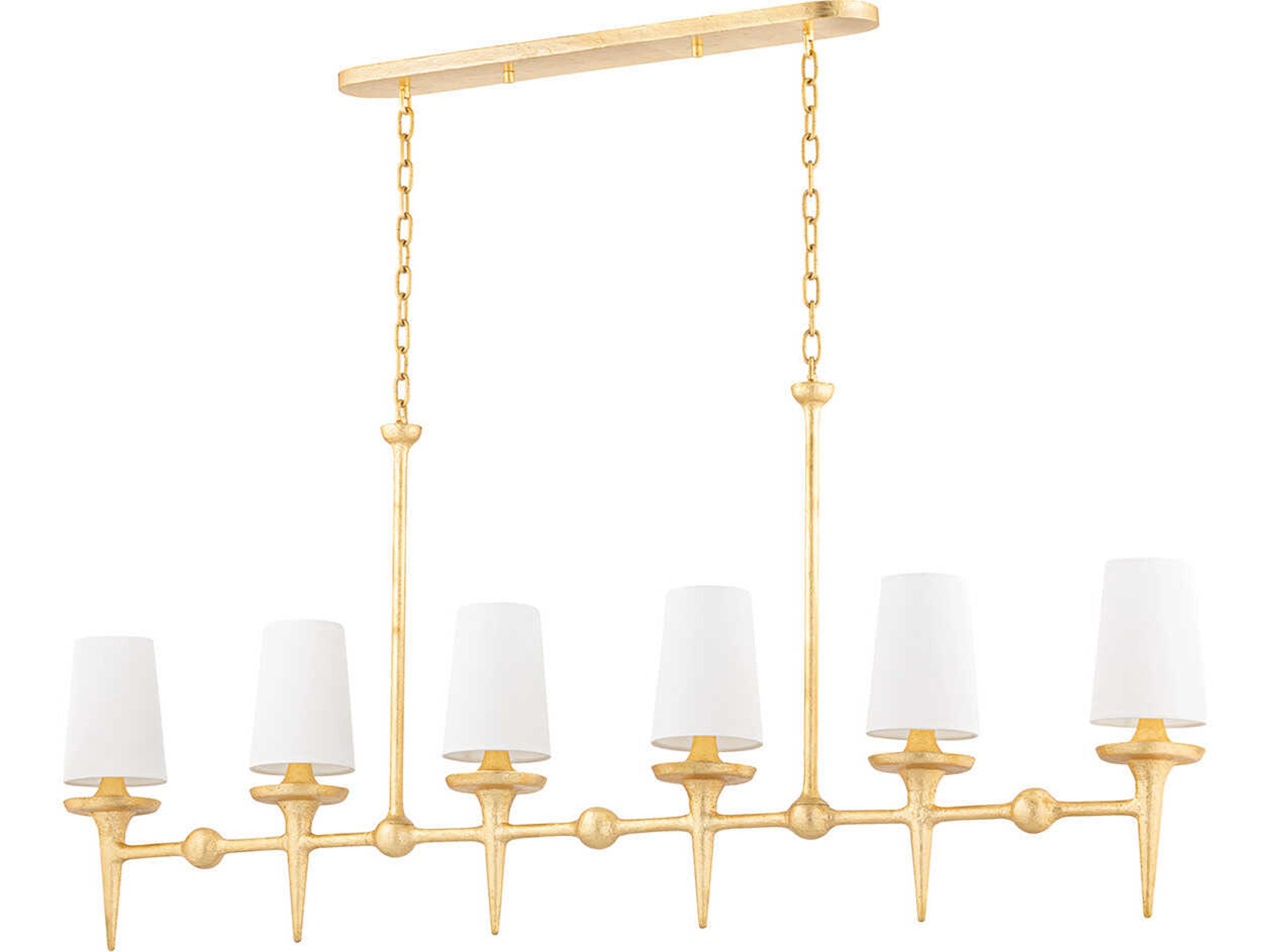 Hudson Valley Torch 6-Light Gold Leaf White Empire Island Pendant