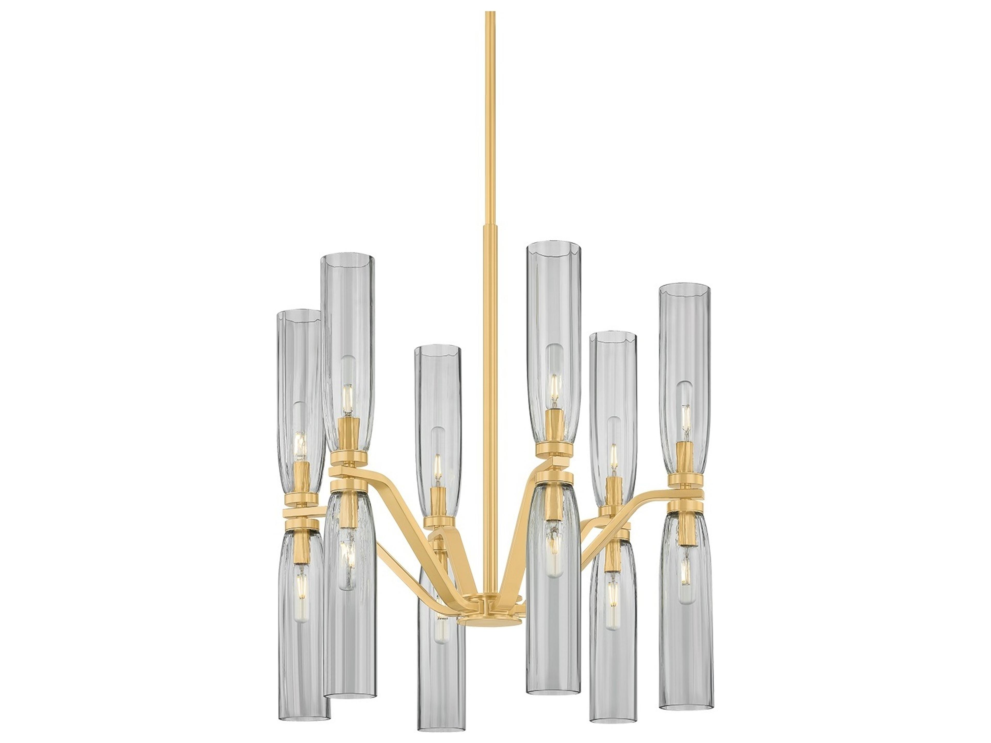 Hudson Valley Harpswell 12-Light Aged Brass Cylinder Chandelier