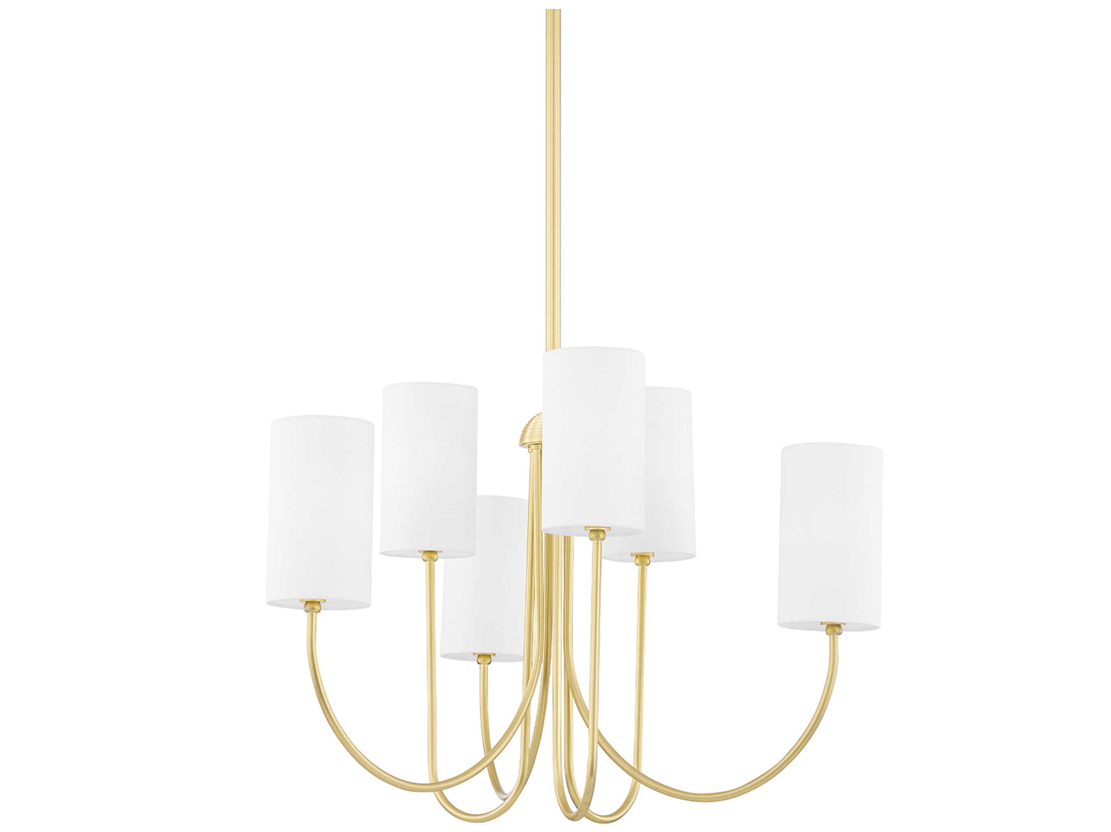 Hudson Valley Harlem 6-Light Aged Brass White Cylinder Chandelier