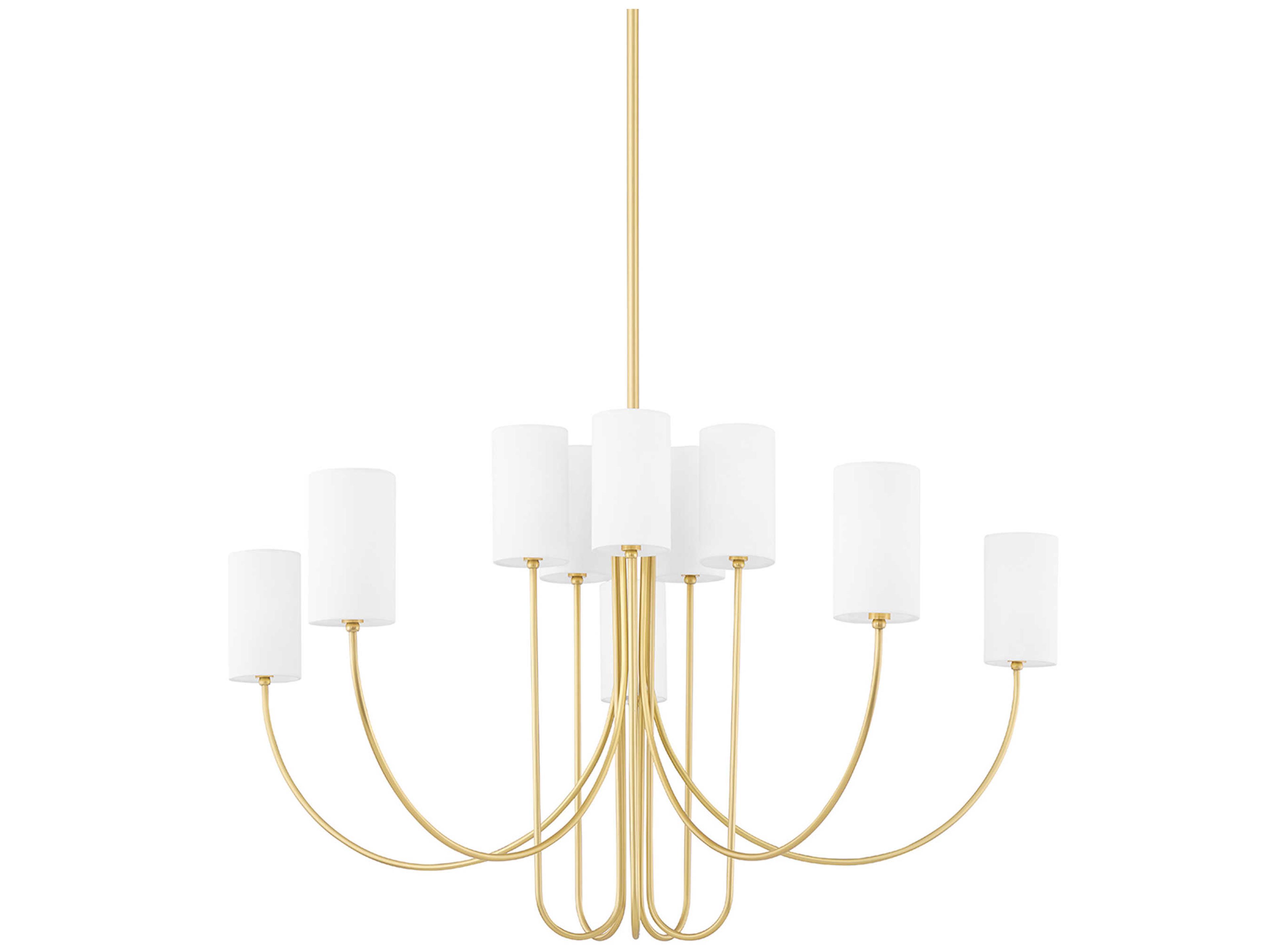 Hudson Valley Harlem 10-Light Aged Brass White Cylinder Chandelier