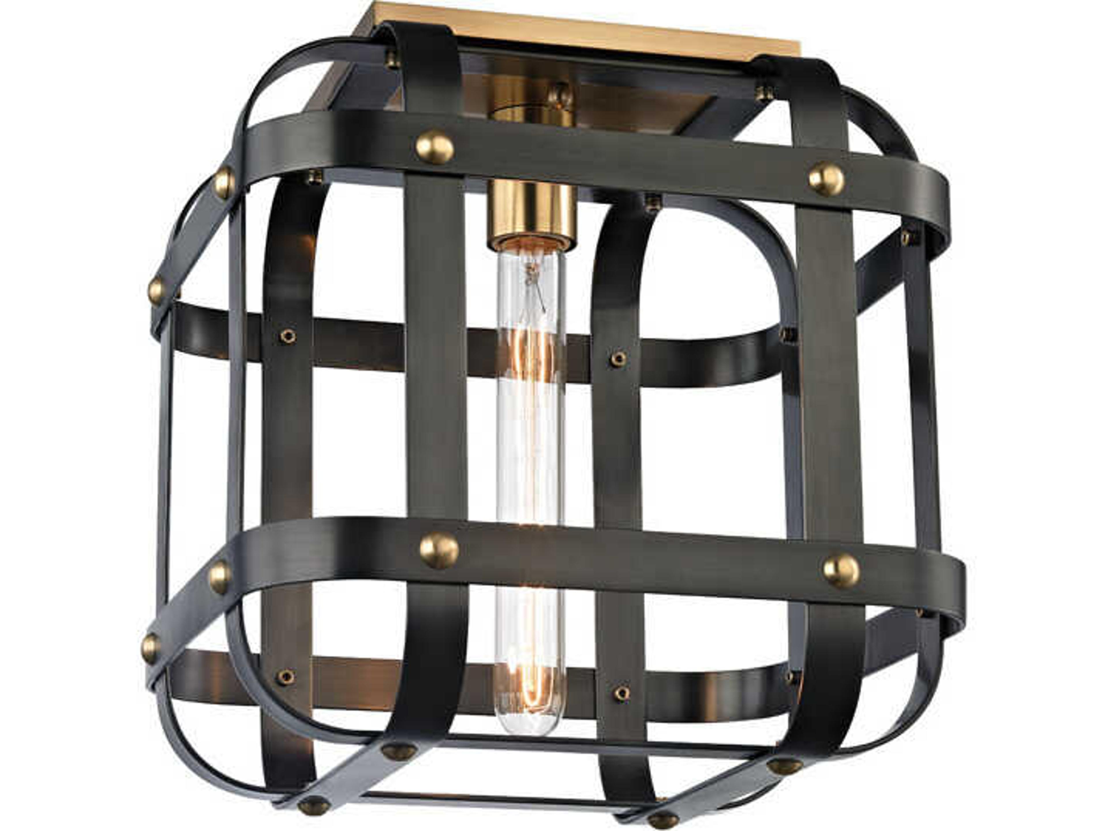 Hudson Valley Colchester 1-Light Aged Brass Old Bronze Geometric Flush Mount