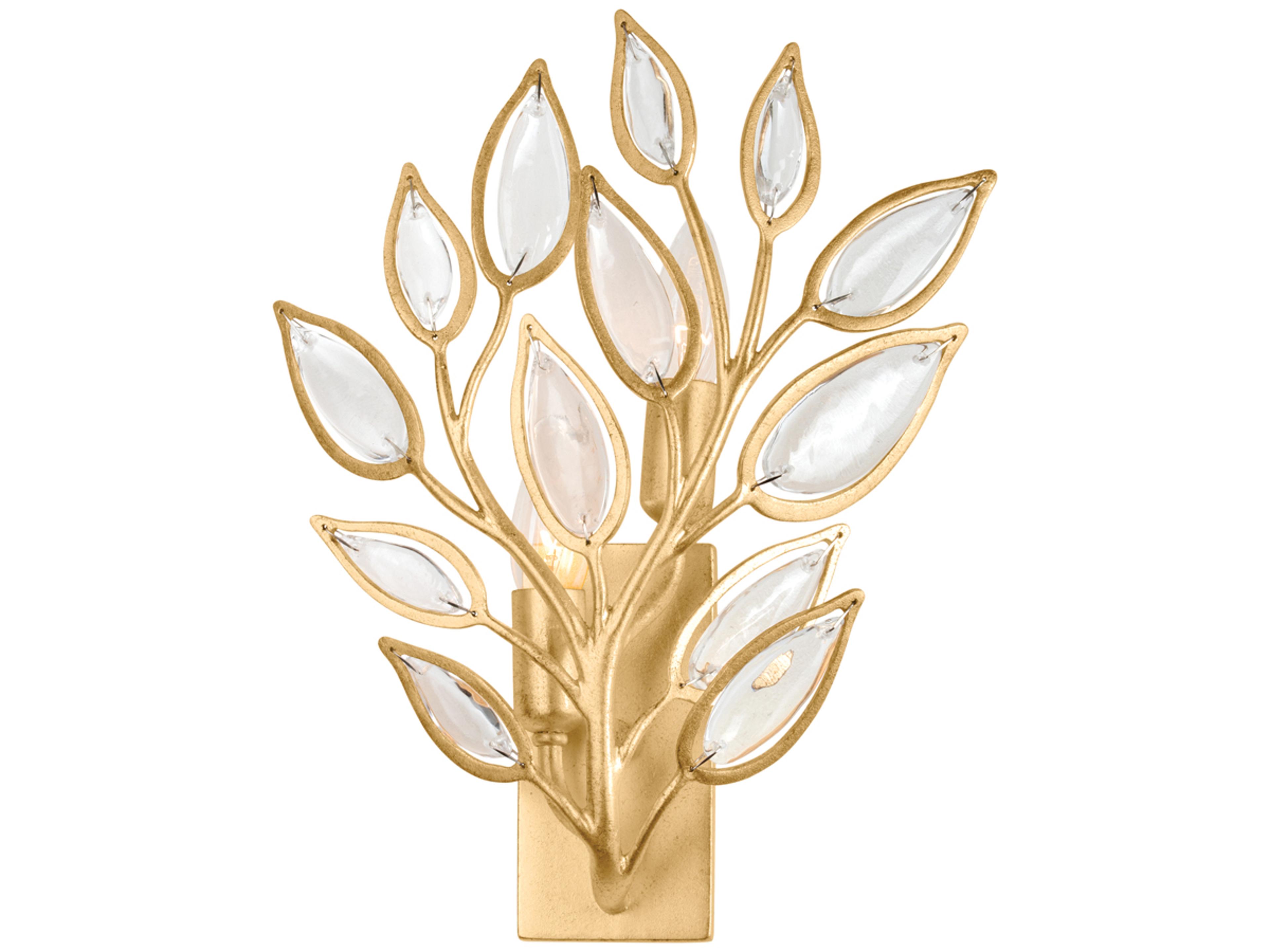 Hudson Valley Fairlee 2-Light Vintage Gold Leaf Wall Sconce