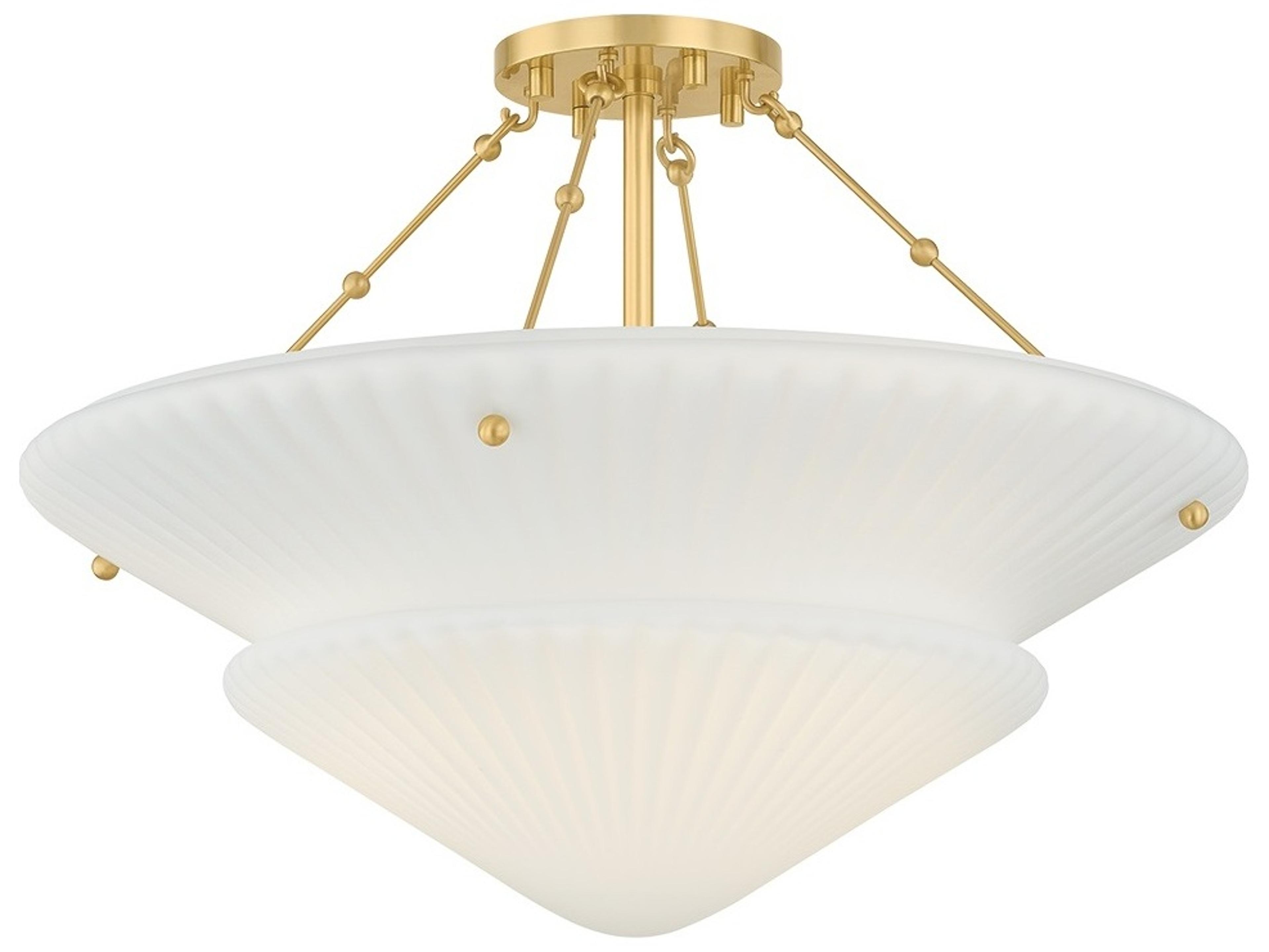 Hudson Valley Loburn 3-Light Aged Brass Tiered Semi Flush Mount