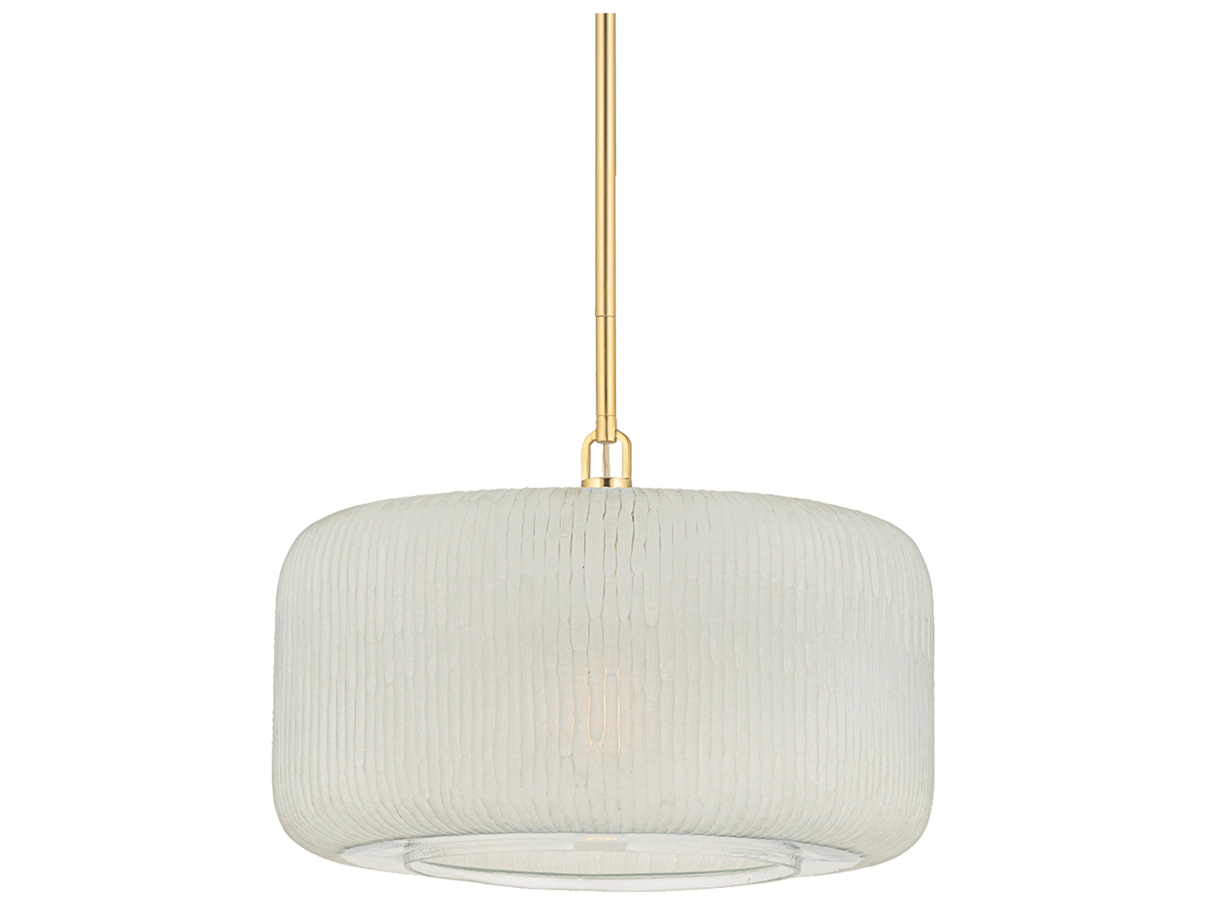 Hudson Valley Beechurst 1-Light Aged Brass Drum Pendant