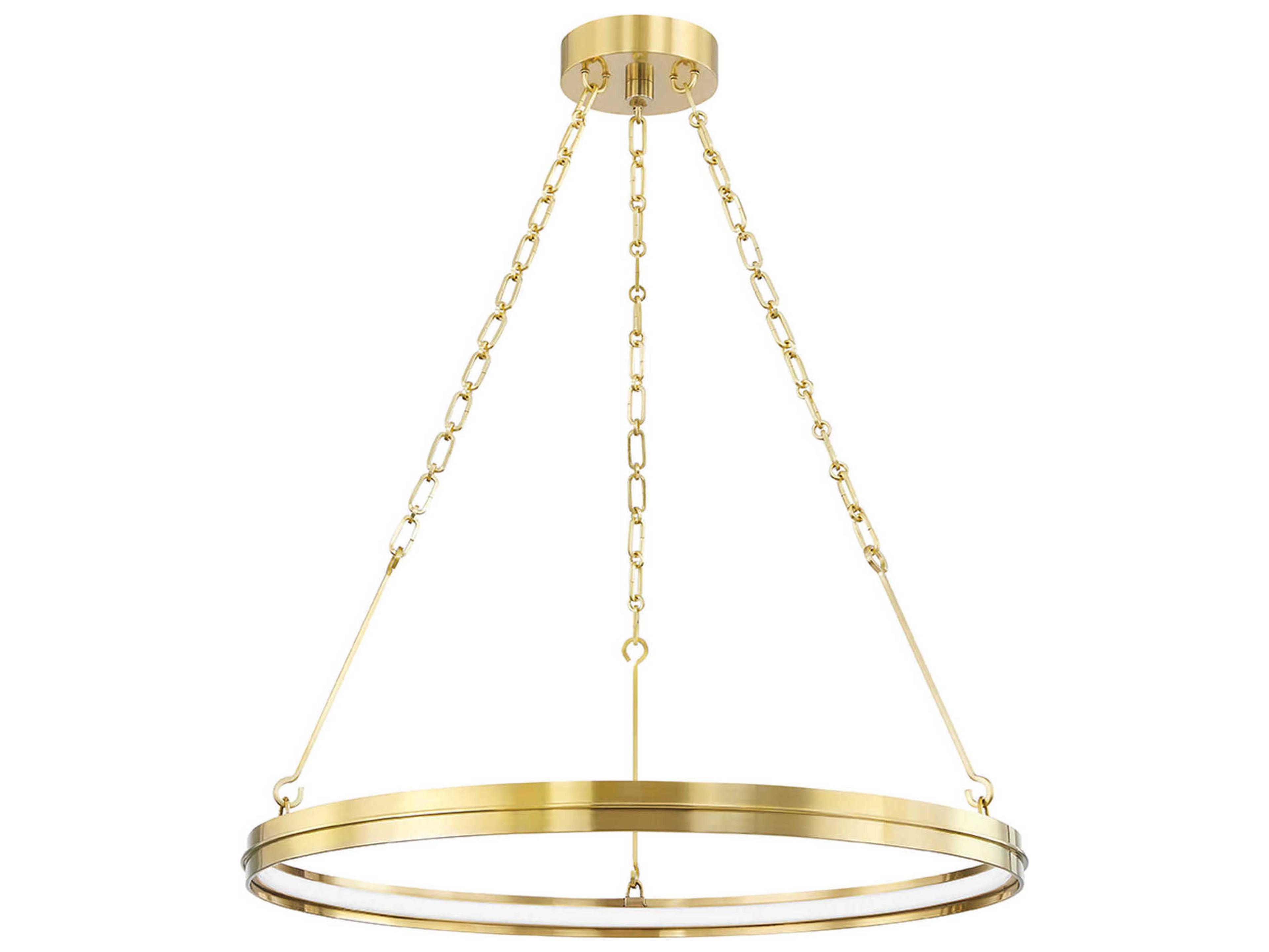 Hudson Valley Rosendale 1-Light Aged Brass Glass LED Round Pendant