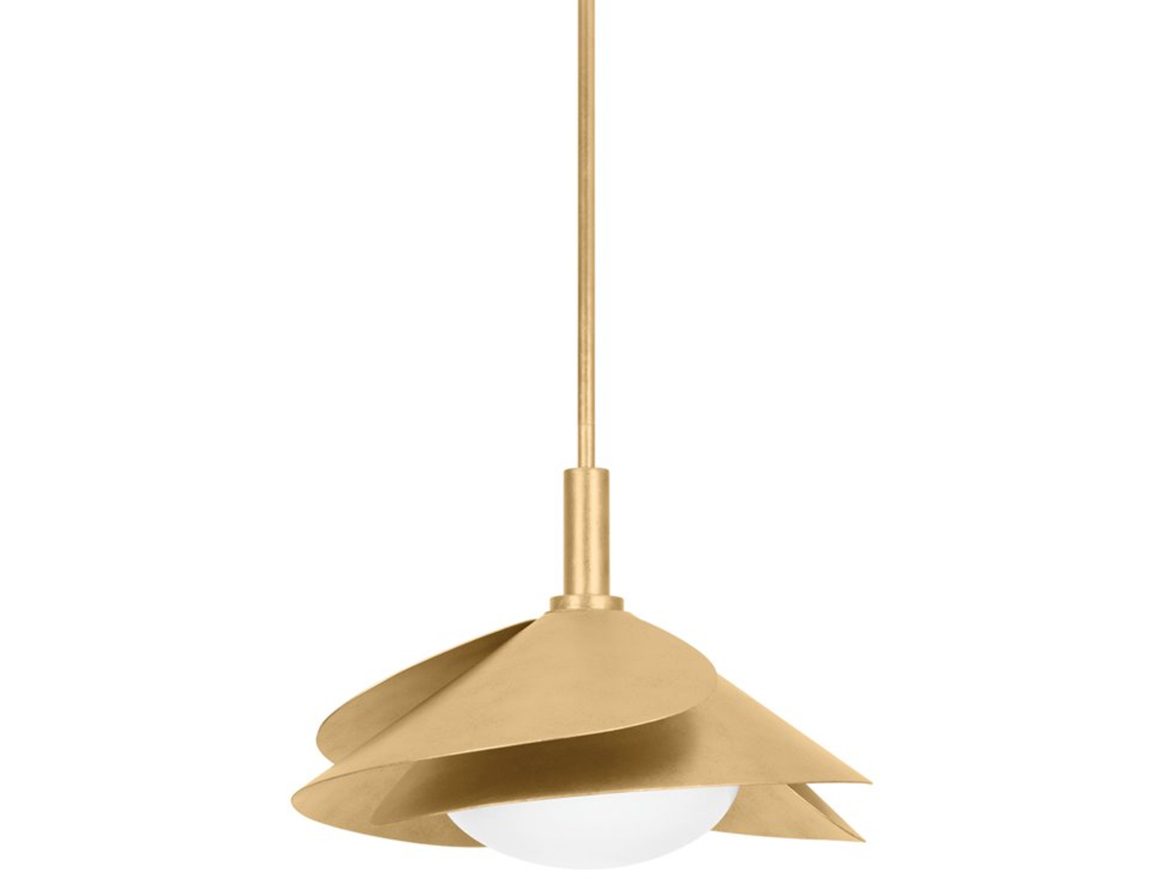 Hudson Valley Brookhaven 1-Light Vintage Gold Leaf White Glass Pendant