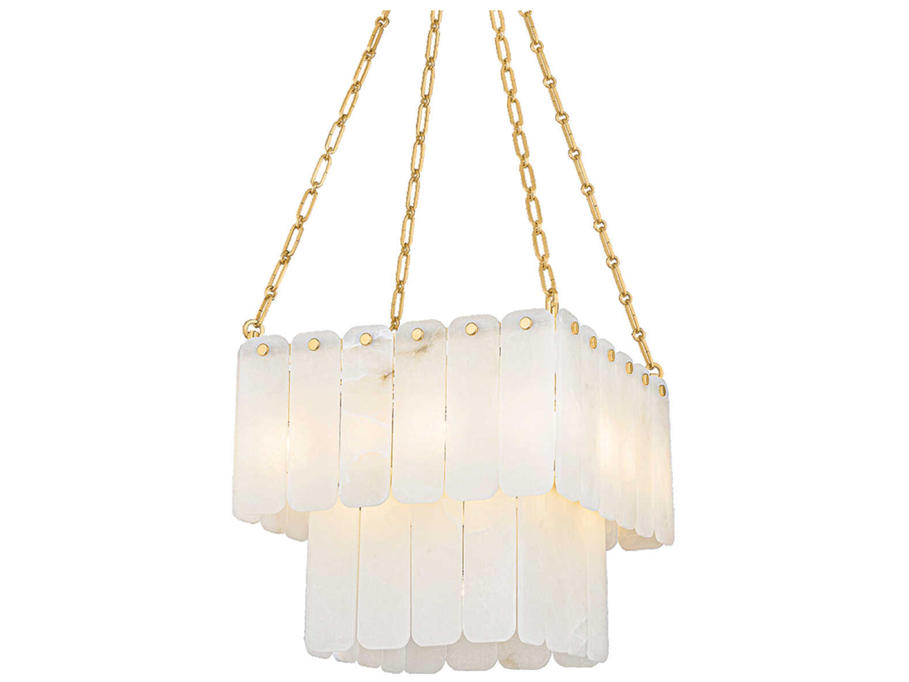 Hudson Valley Moissanite 17-Light Aged Brass White Tiered Chandelier