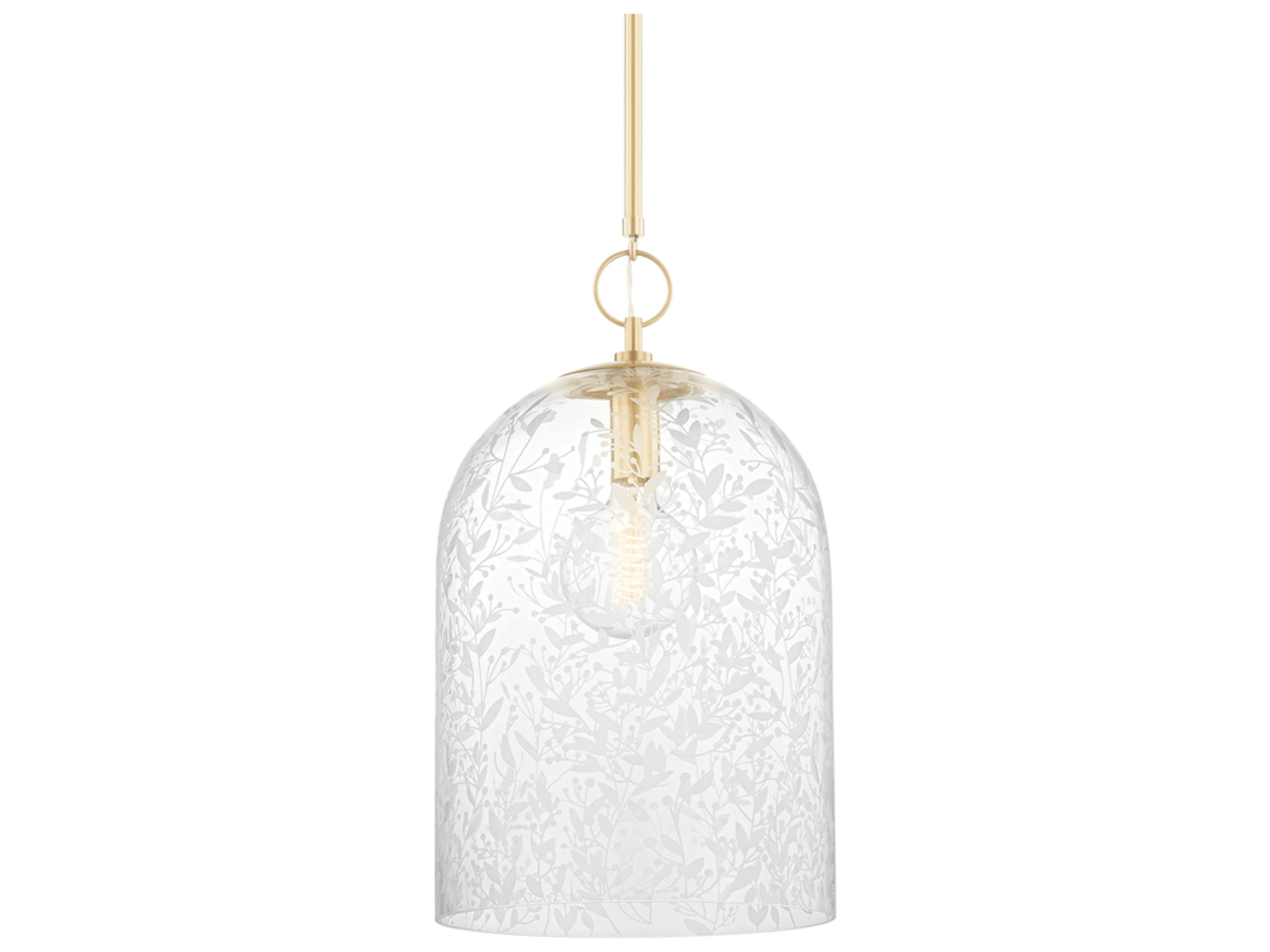 Hudson Valley Belleville 1-Light Aged Brass Glass Bell Pendant