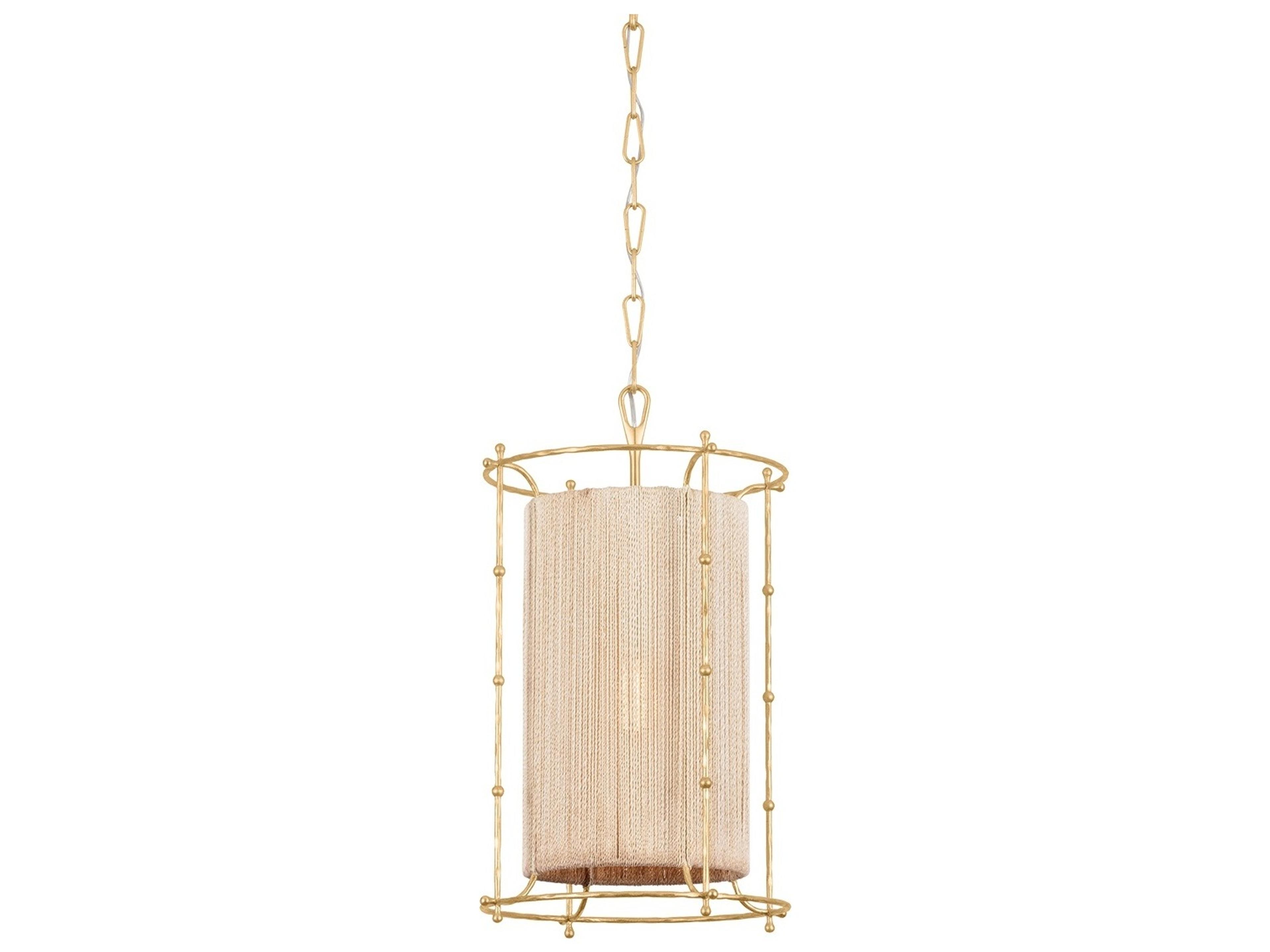 Hudson Valley Jones Point 1-Light Vintage Gold Leaf Cylinder Pendant