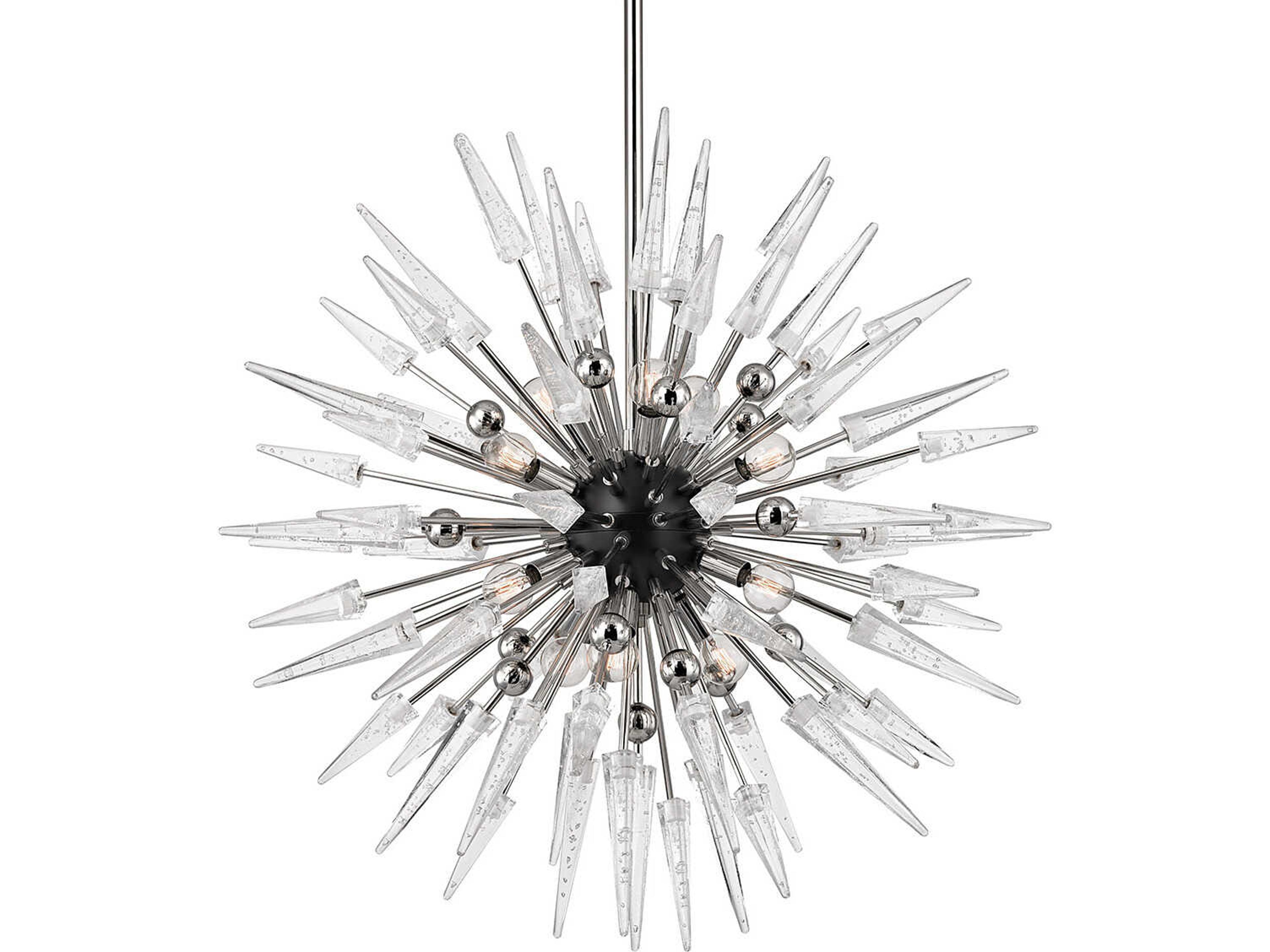 Hudson Valley Sparta 12-Light Polished Nickel Clear Globe Pendant