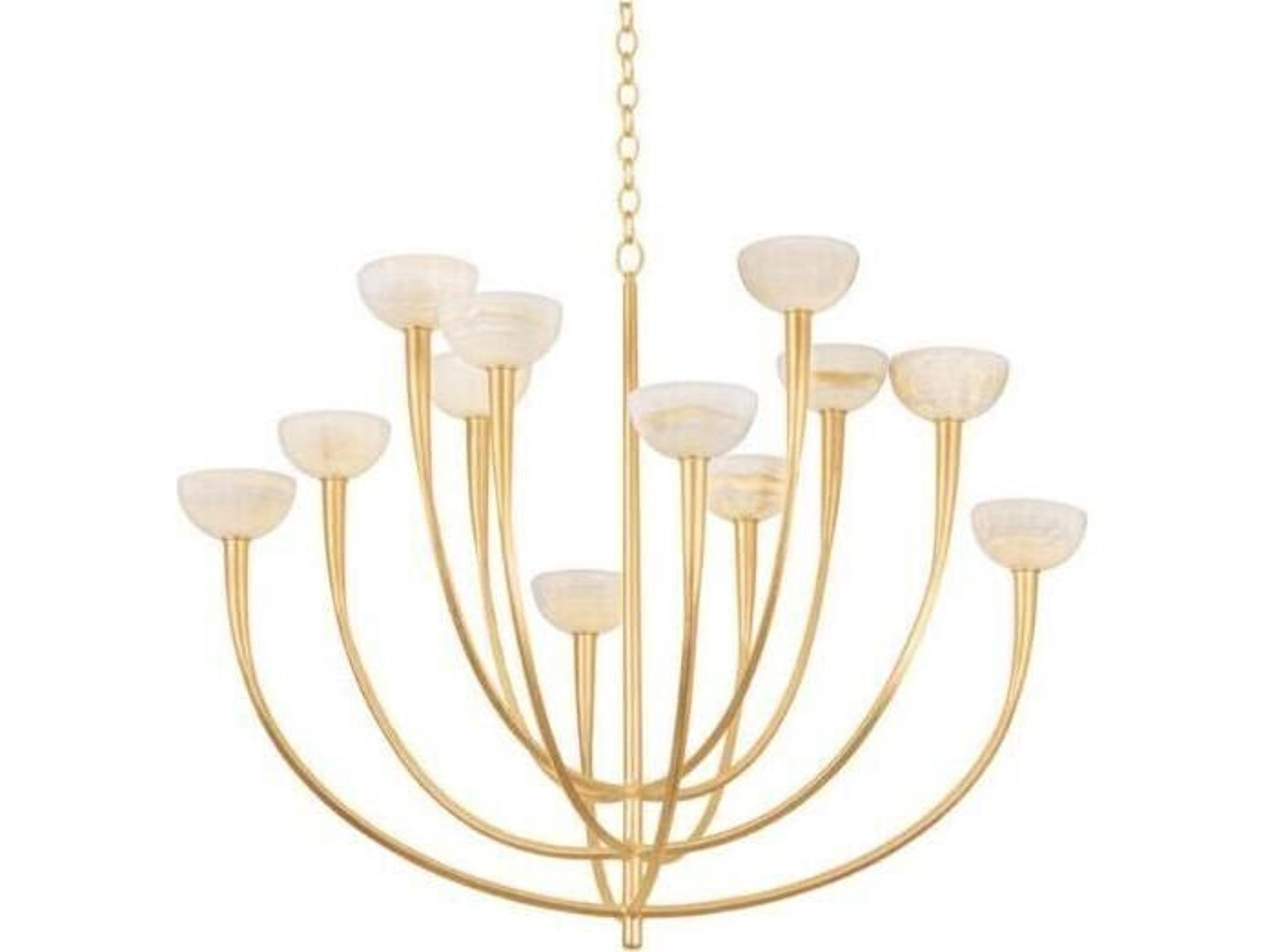 Hudson Valley Maywood 12-Light Vintage Gold Leaf Chandelier