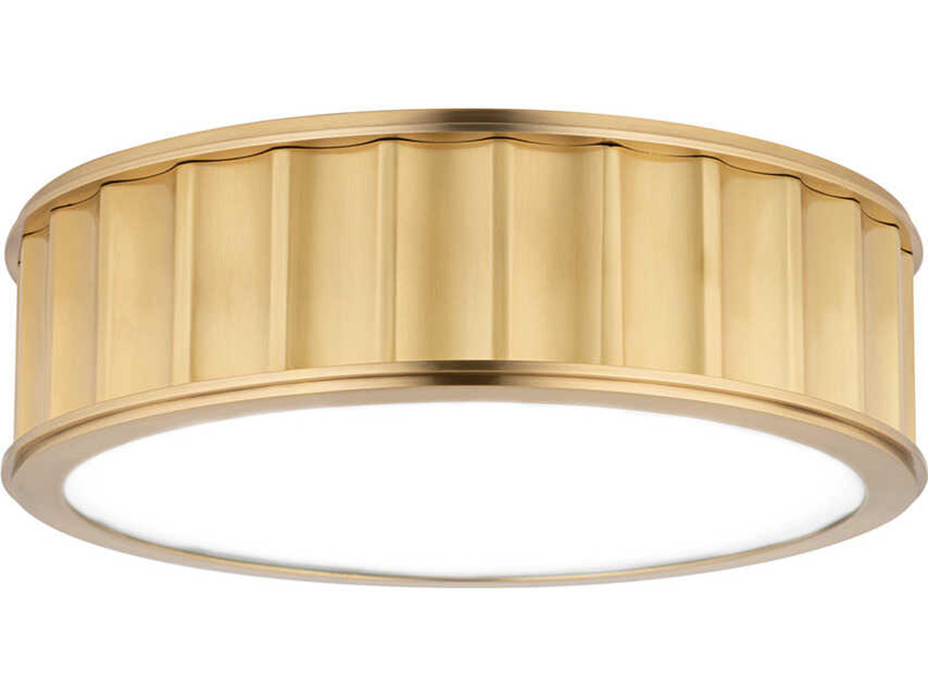 Hudson Valley Middlebury 2-Light Aged Brass White Glass Drum Flush Mount