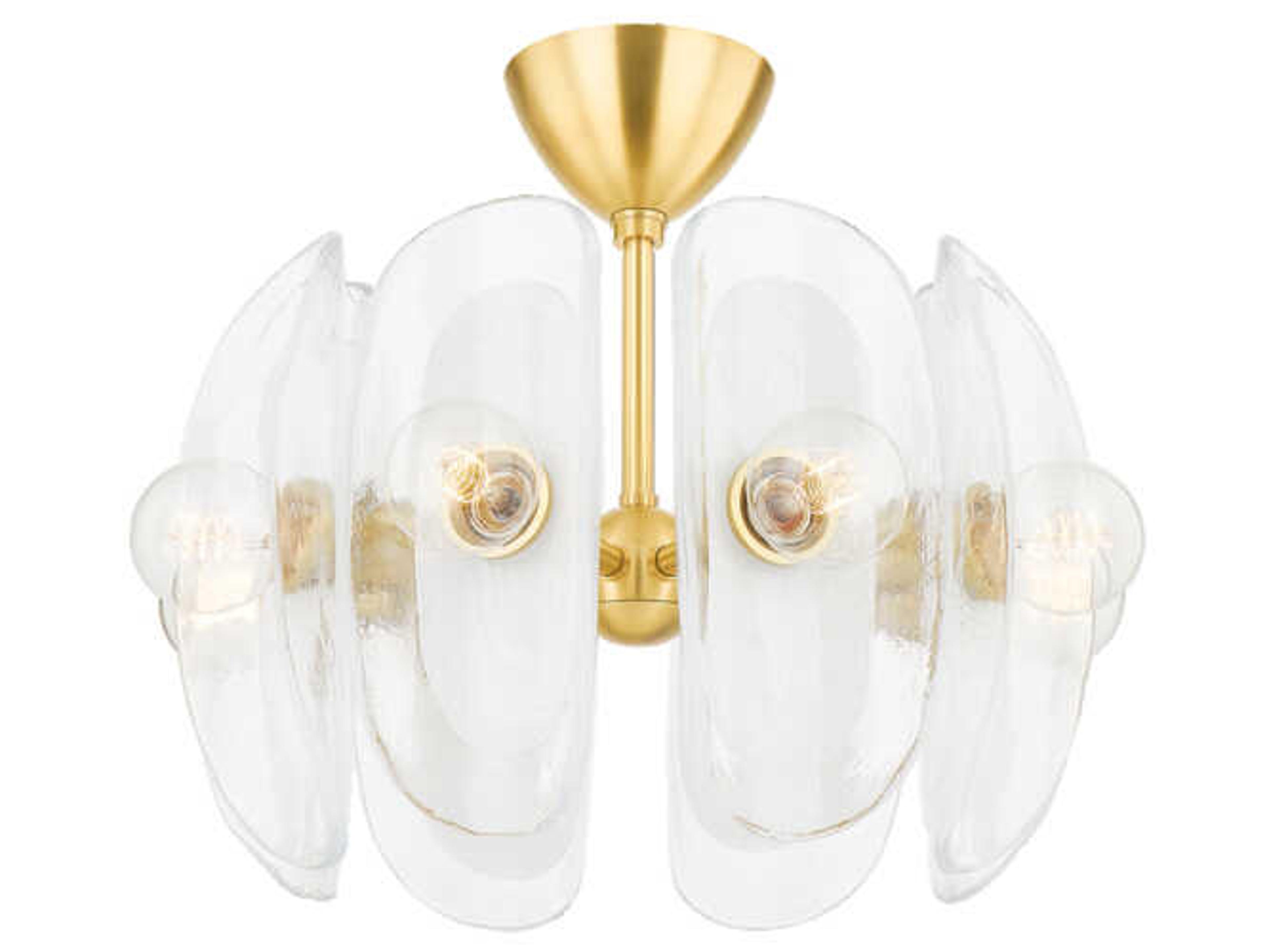 Hudson Valley Hilo 8-Light Aged Brass Glass Semi Flush Mount