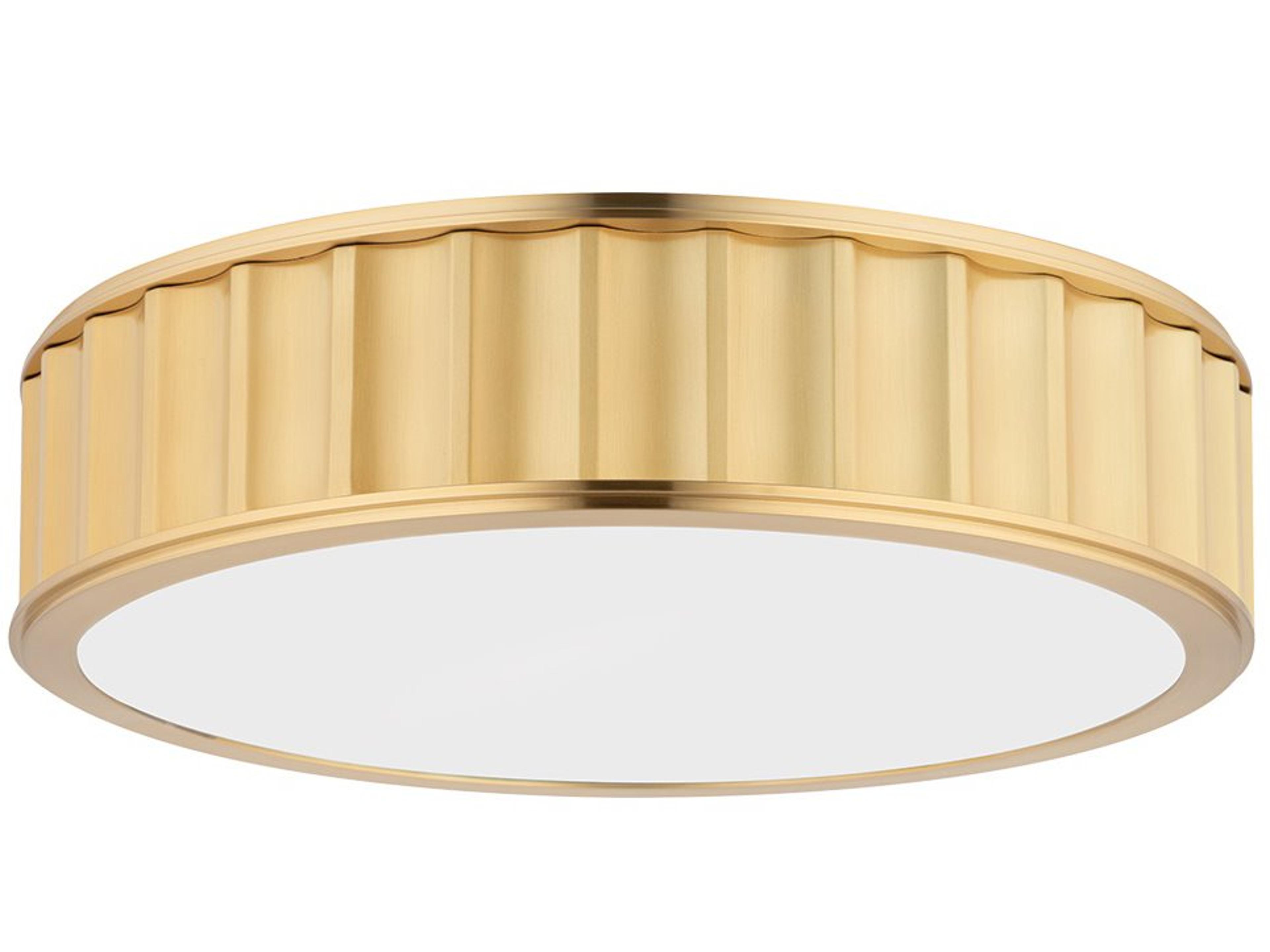 Hudson Valley Middlebury 3-Light Aged Brass White Glass Drum Flush Mount