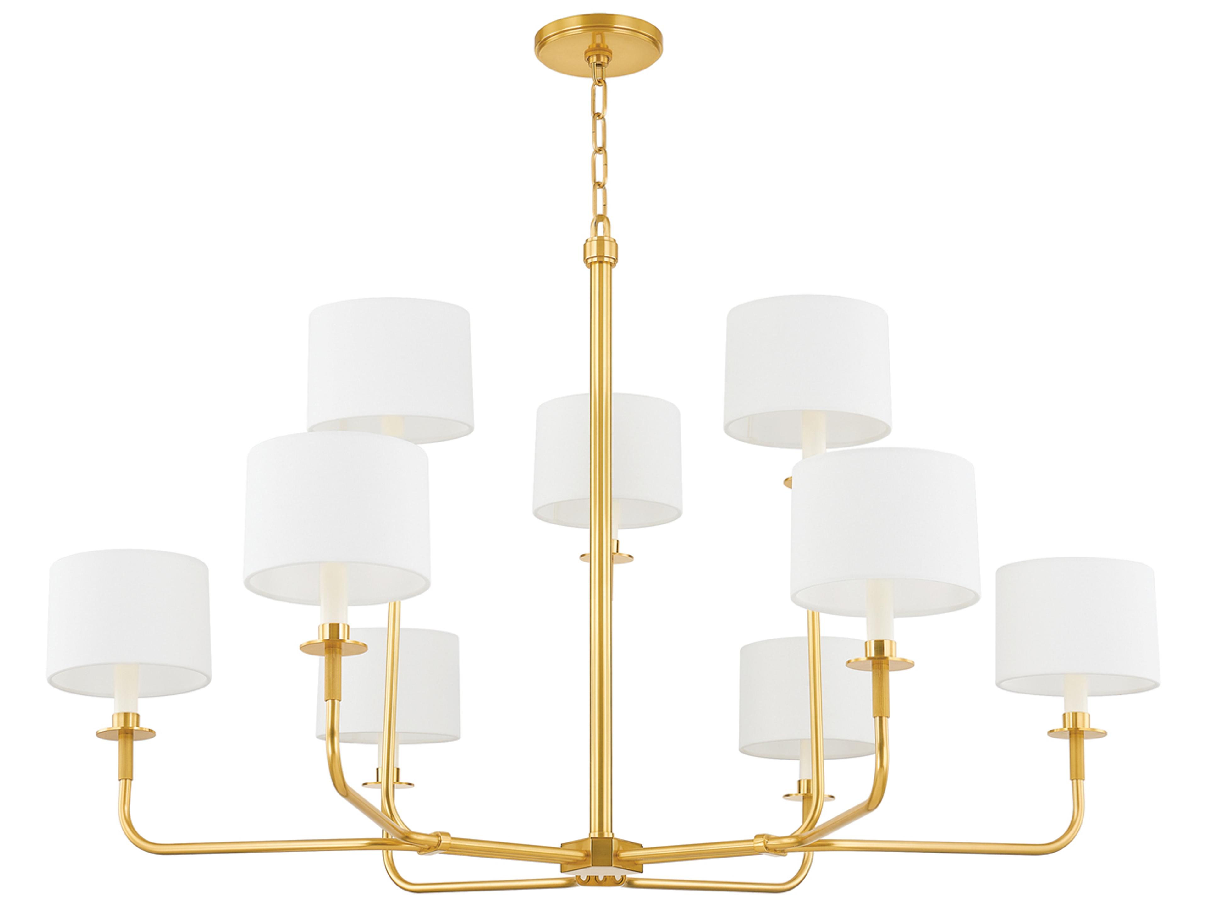 Paramus 9-Light Aged Brass Candelabra Drum Chandelier
