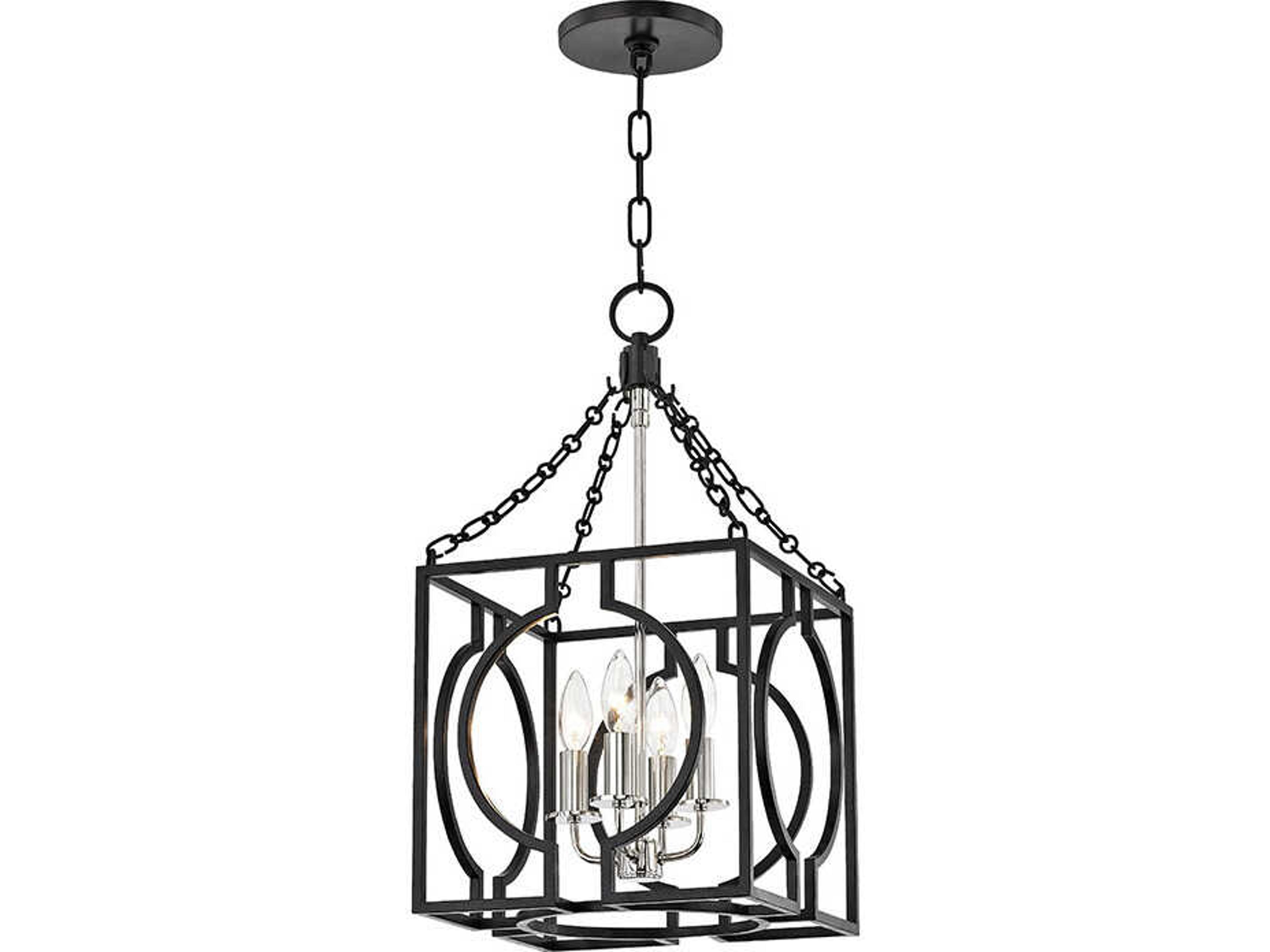 Hudson Valley Octavio 4-Light Aged Iron Polished Nickel Combo Black Lantern Mini Pendant