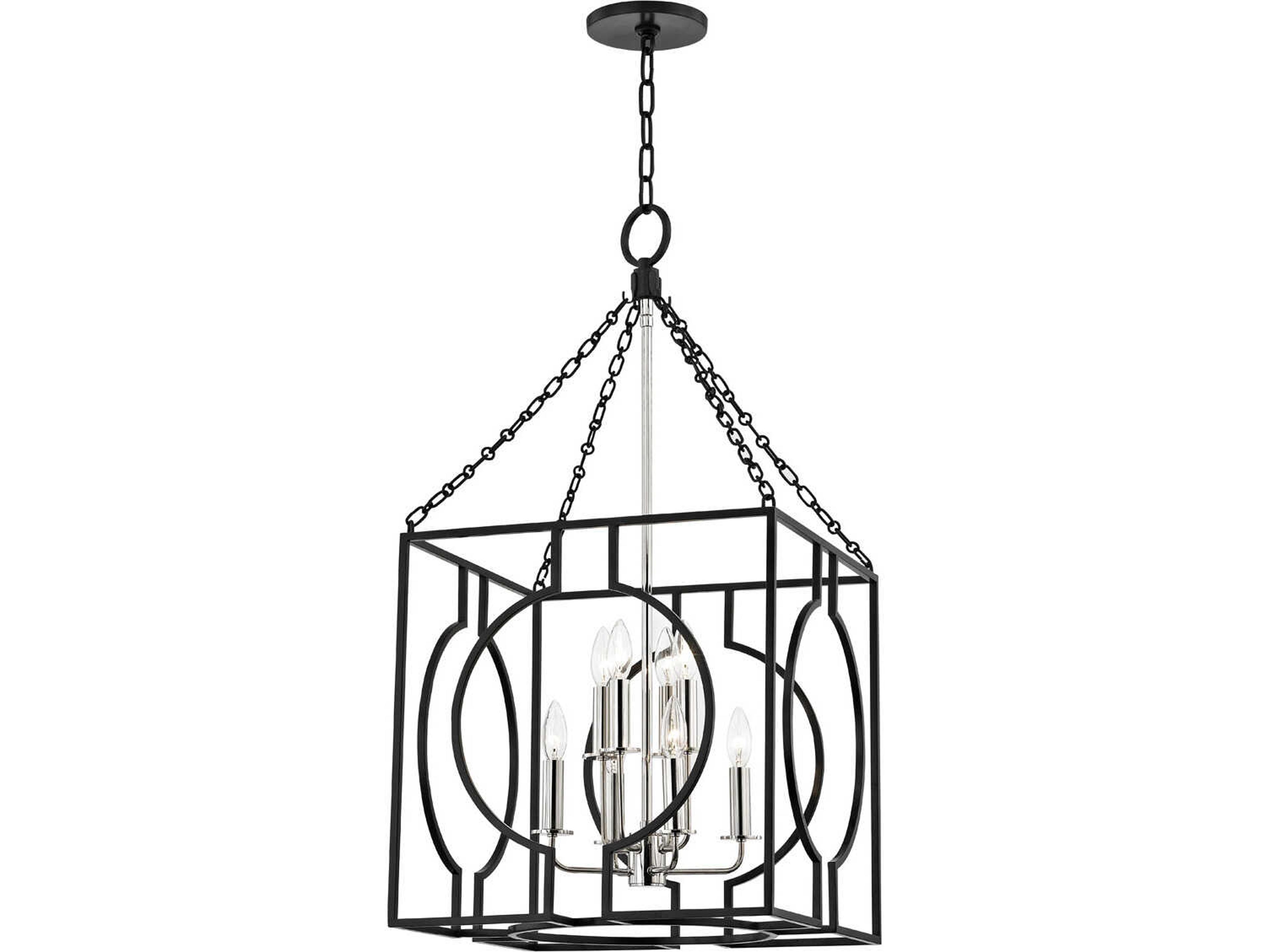 Hudson Valley Octavio 8-Light Aged Iron Polished Nickel Combo Black Lantern Pendant