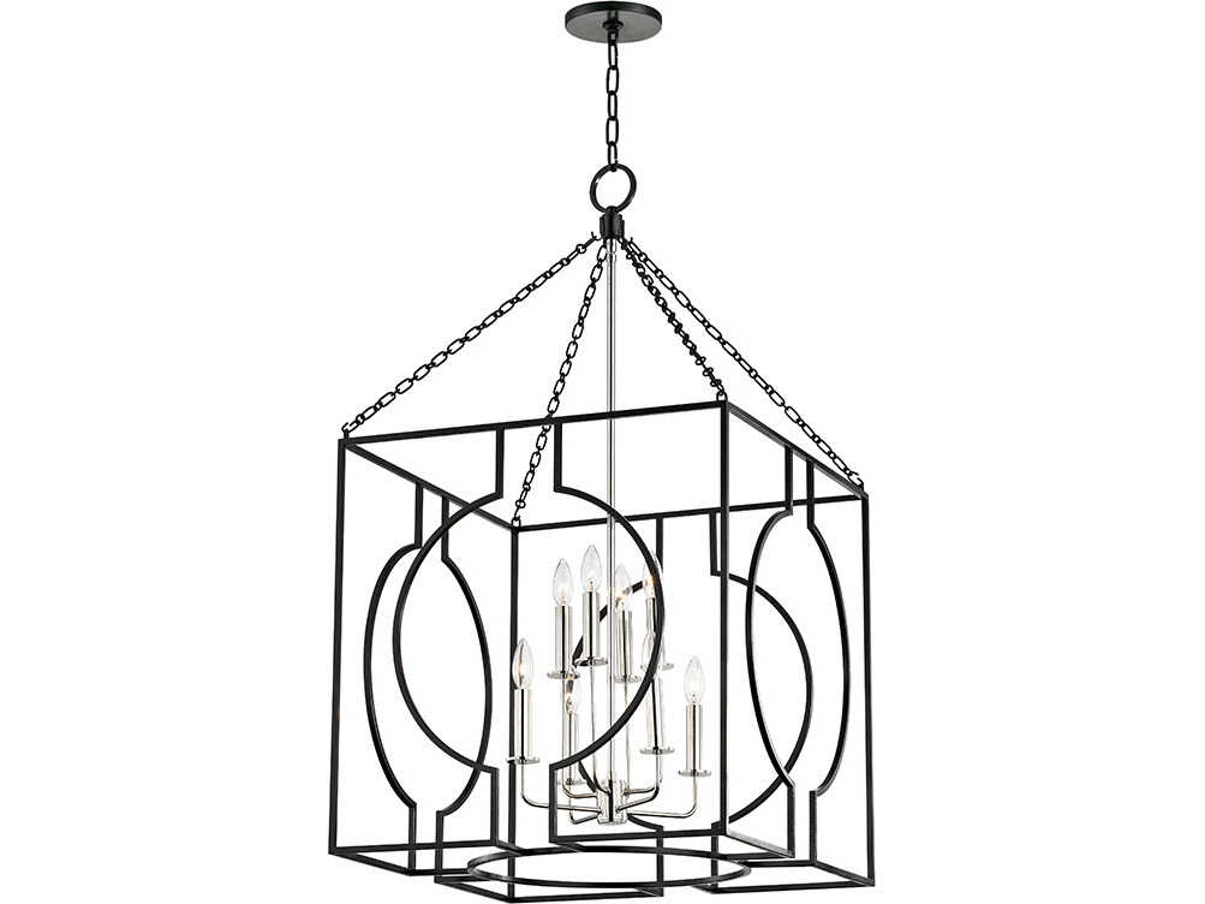Hudson Valley Octavio 8-Light Aged Iron Polished Nickel Combo Black Lantern Pendant