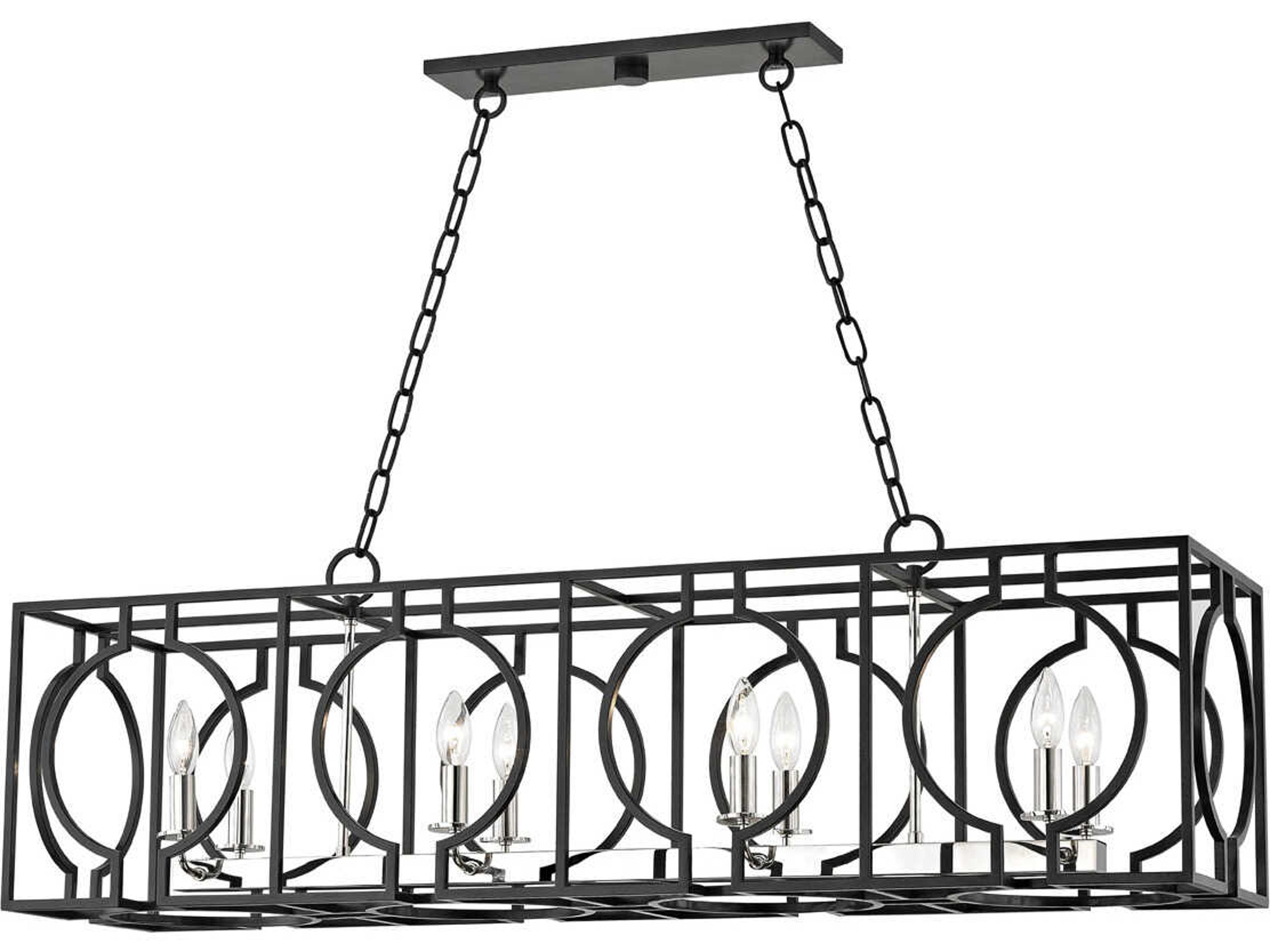 Hudson Valley Octavio 8-Light Aged Iron Polished Nickel Combo Gray Linear Island Pendant
