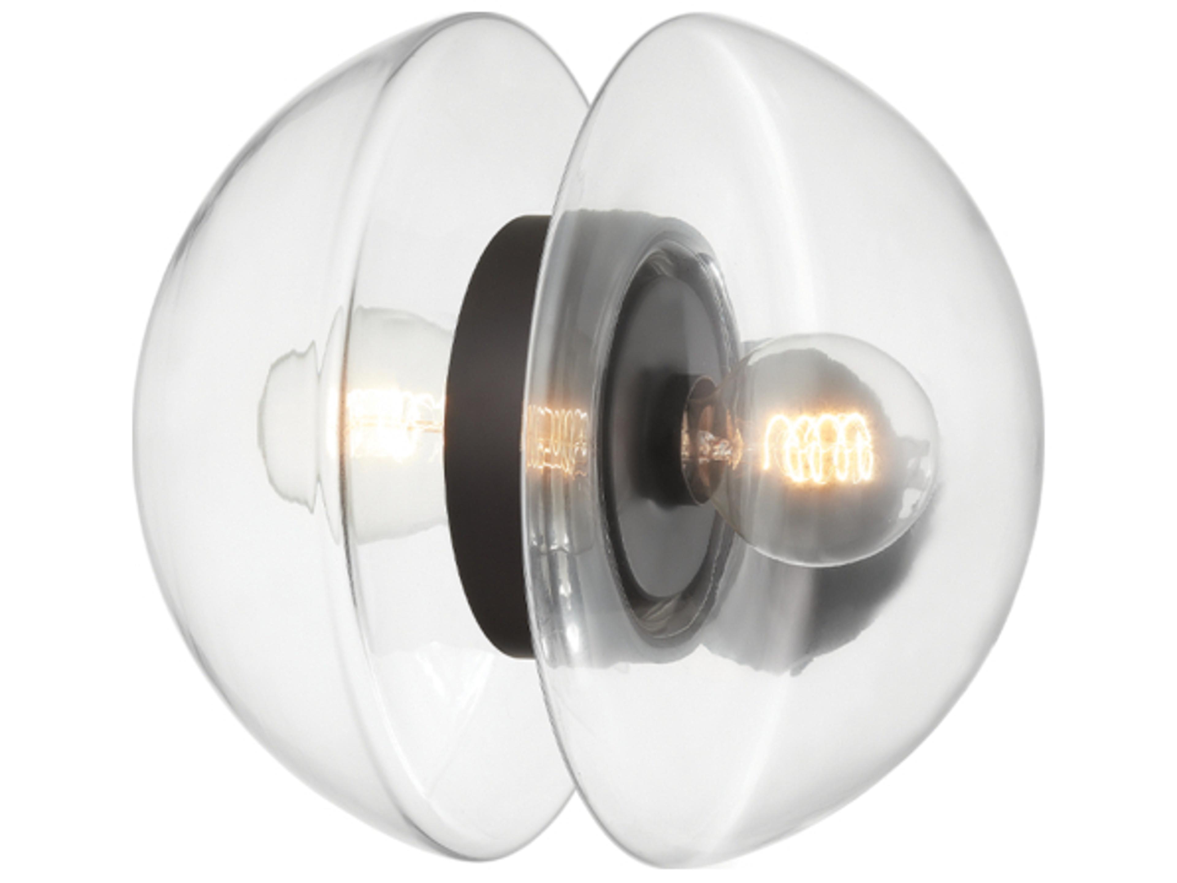 Hudson Valley Kert 2-Light Black Brass Glass Wall Sconce