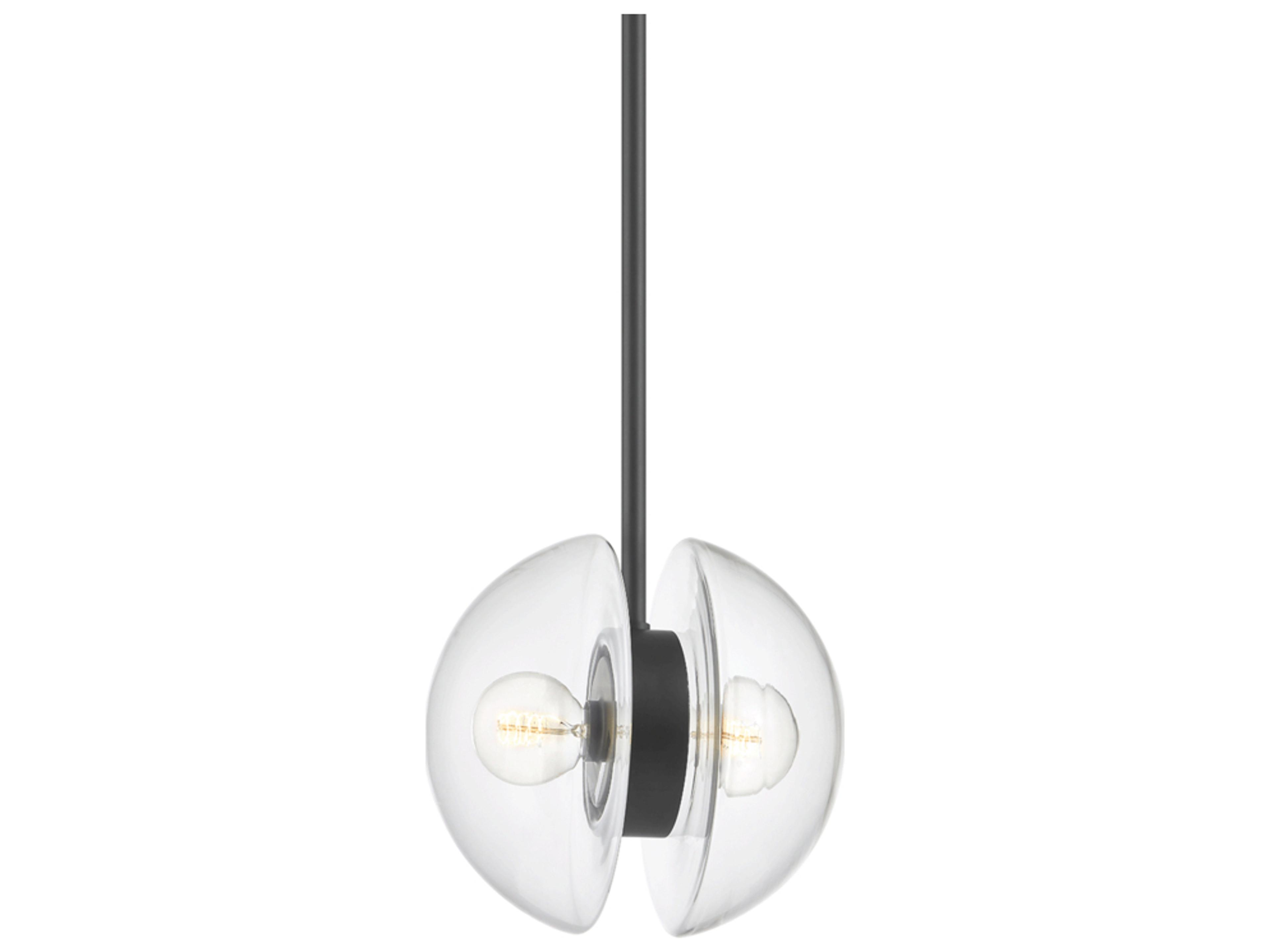 Hudson Valley Kert 2-Light Black Brass Glass Round Mini Pendant
