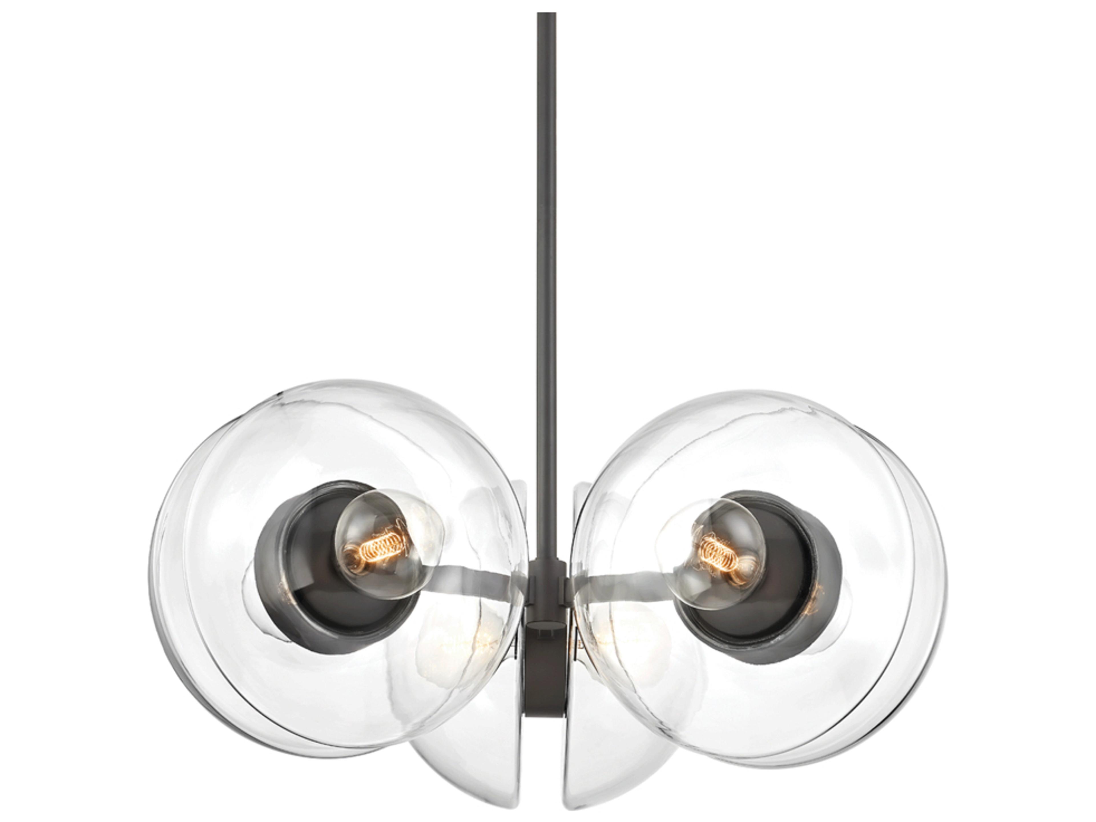 Hudson Valley Kert 6-Light Black Brass Glass Round Chandelier