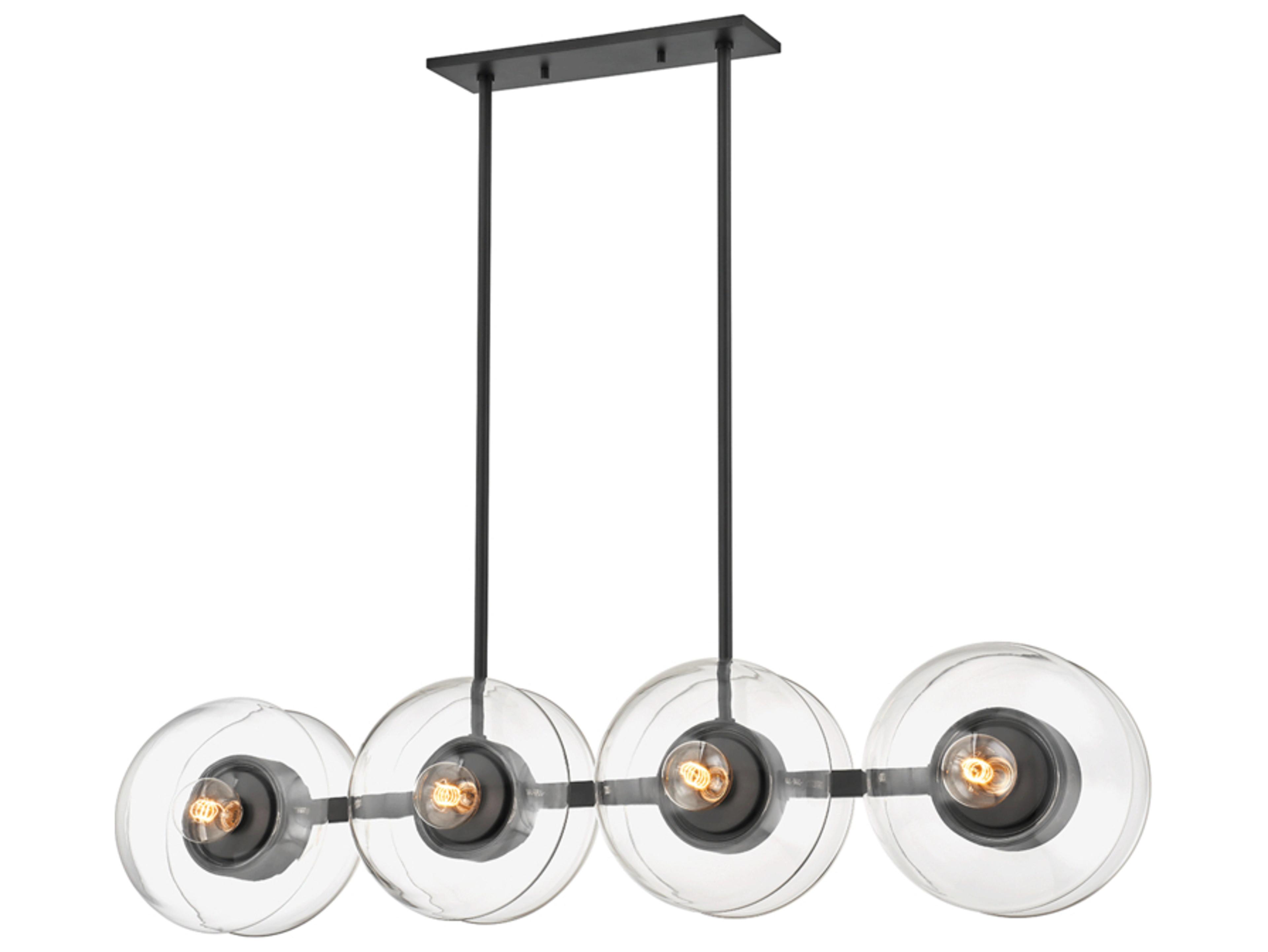 Hudson Valley Kert 8-Light Black Brass Glass Linear Round Island Pendant