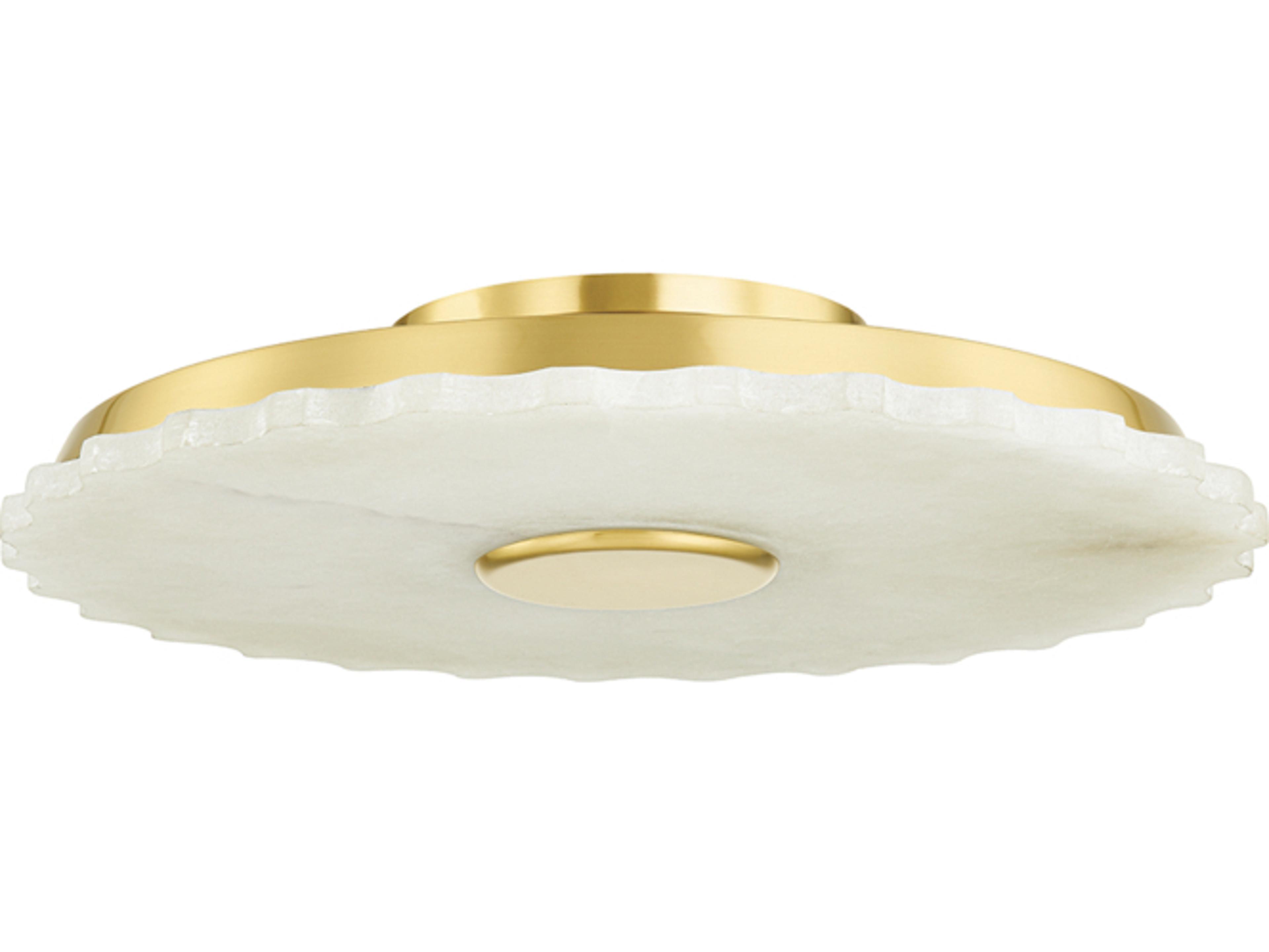 Hudson Valley Highland Falls 1-Light Aged Brass White LED Round Flush Mount