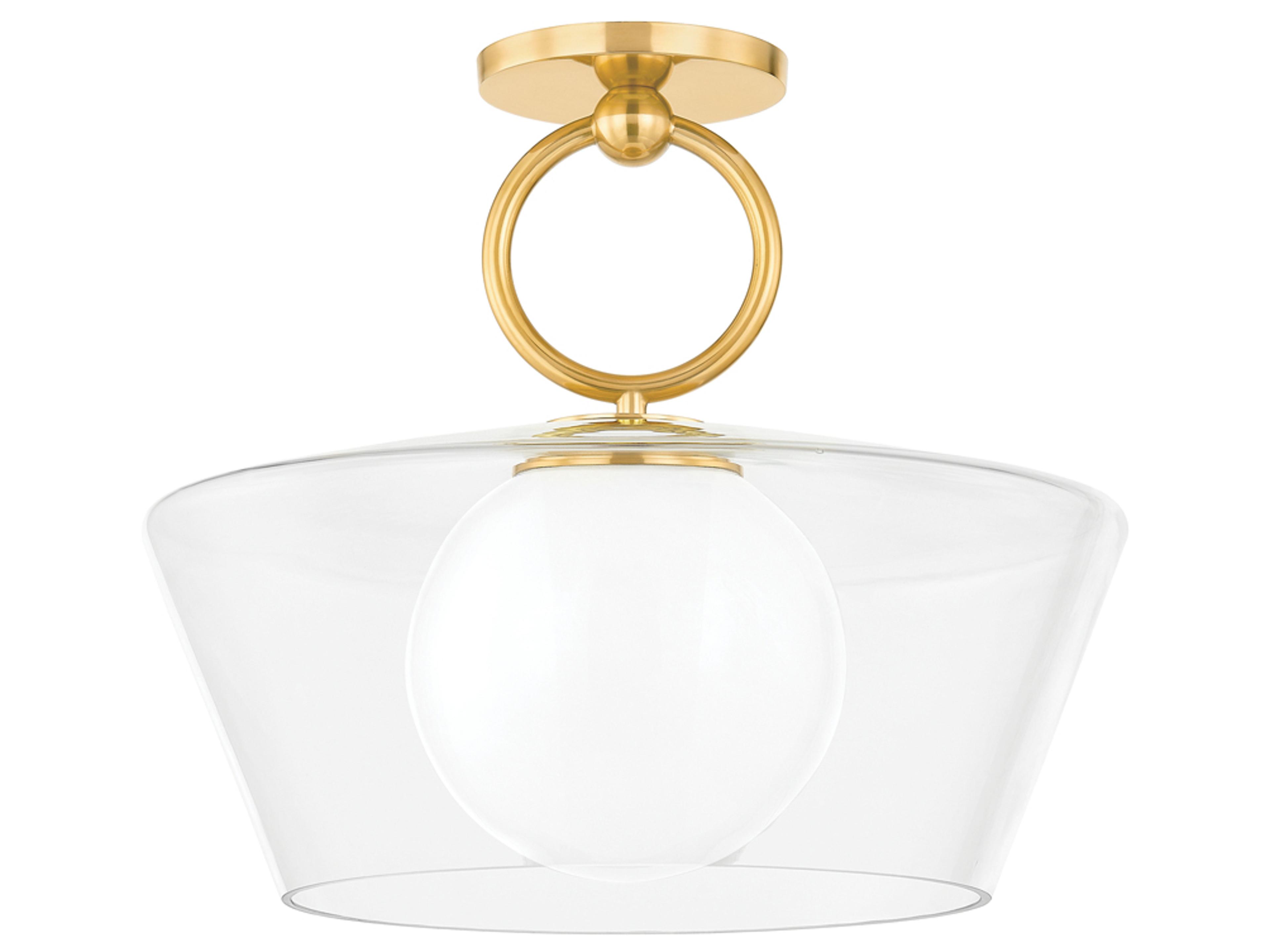 Hudson Valley Elmsford 1-Light Aged Brass Semi Flush Mount