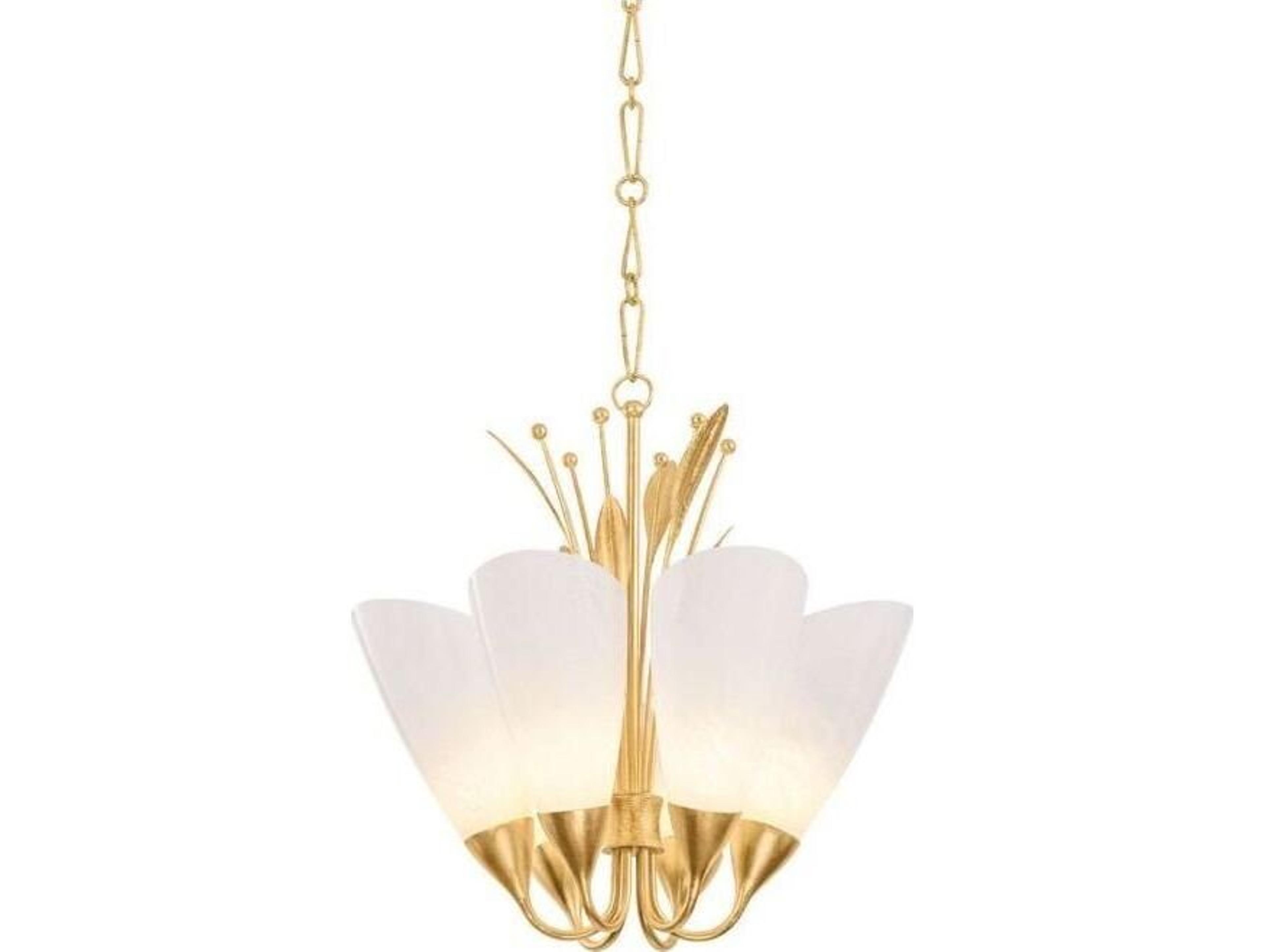 Hudson Valley Forest Glen 6-Light Vintage Gold Leaf Chandelier