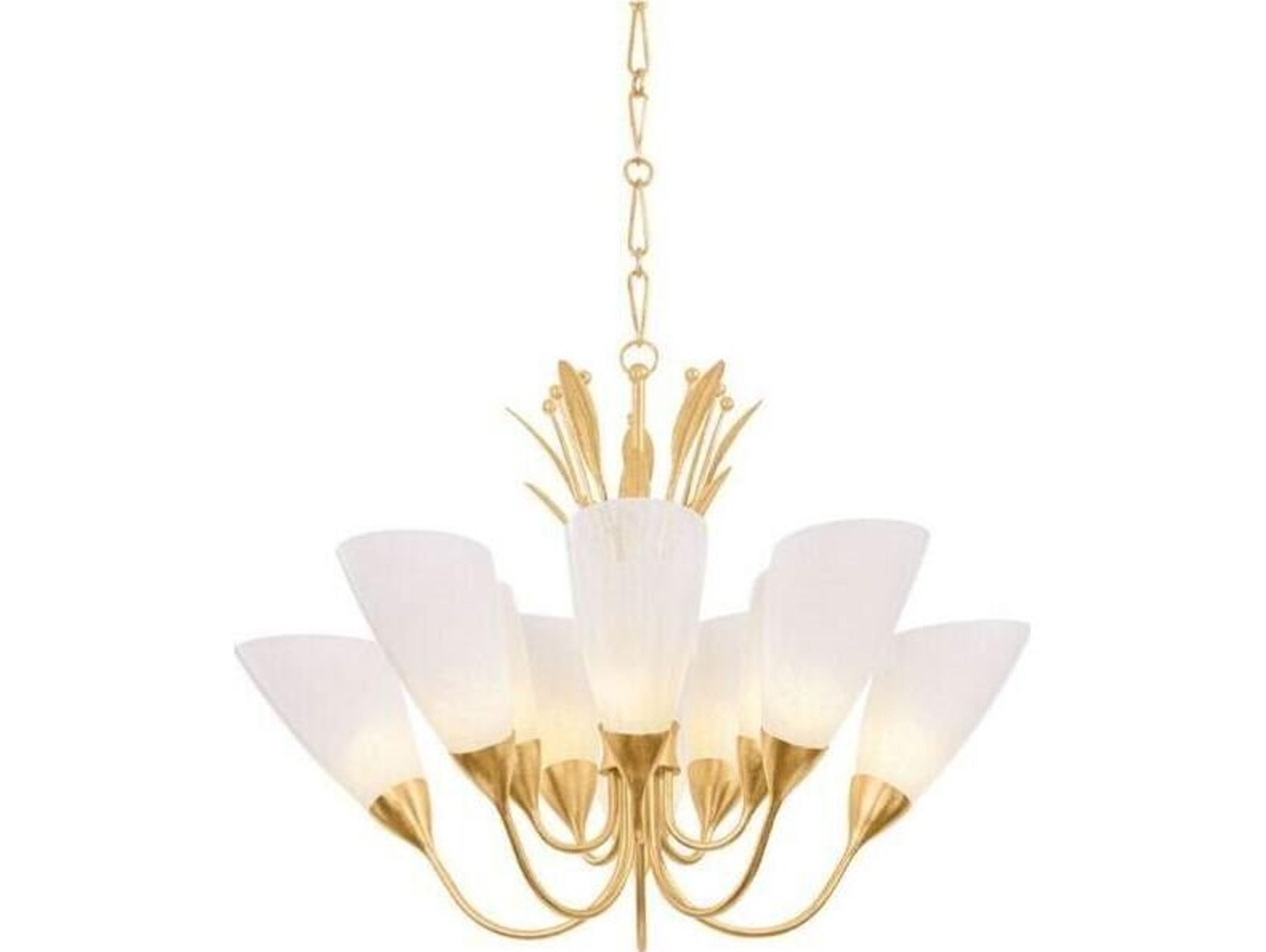 Hudson Valley Forest Glen 1-Light Vintage Gold Leaf Chandelier