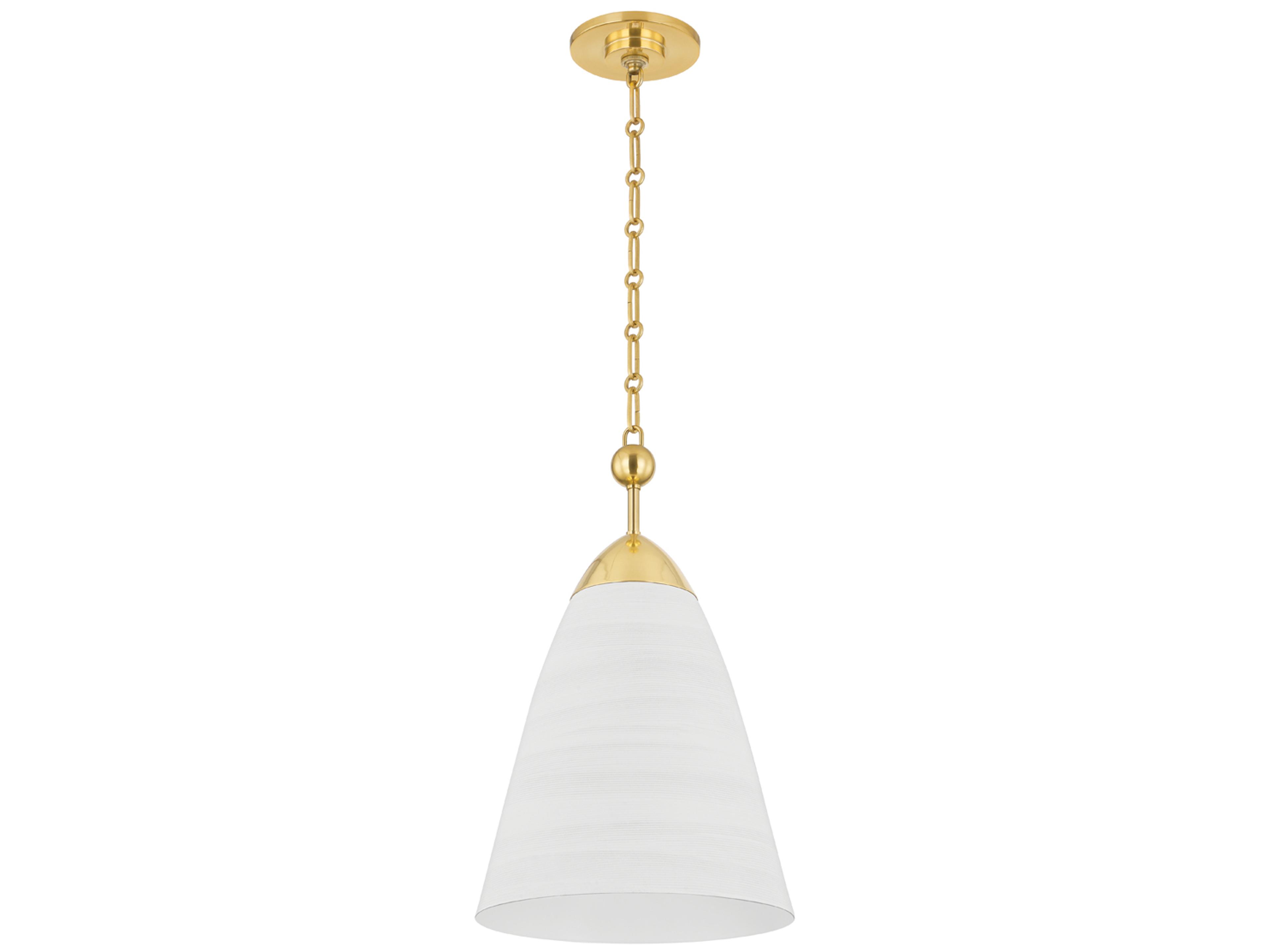 Hudson Valley Bronson 1-Light Aged Brass White Plaster Pendant