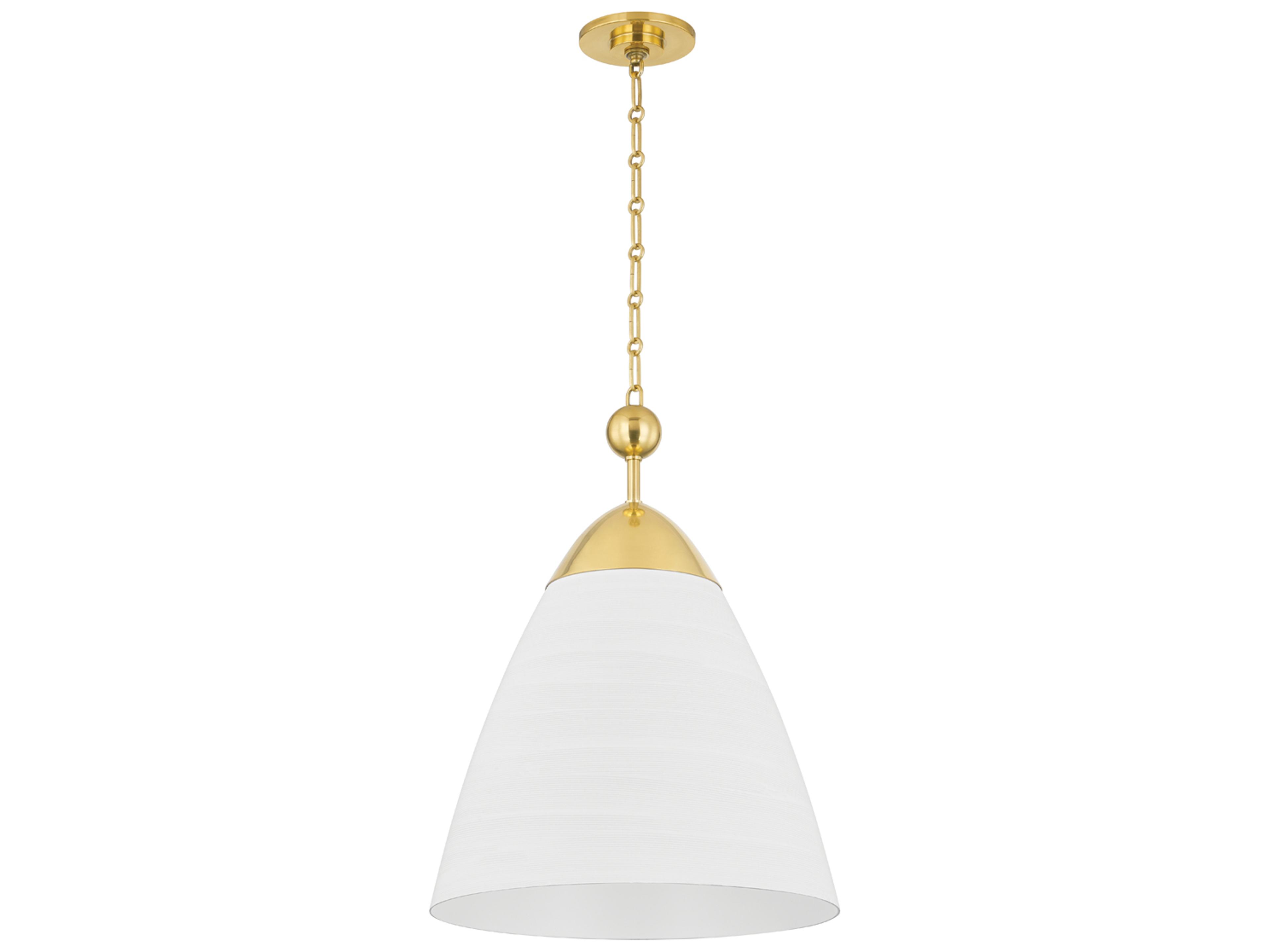 Hudson Valley Bronson 1-Light Aged Brass White Plaster Pendant