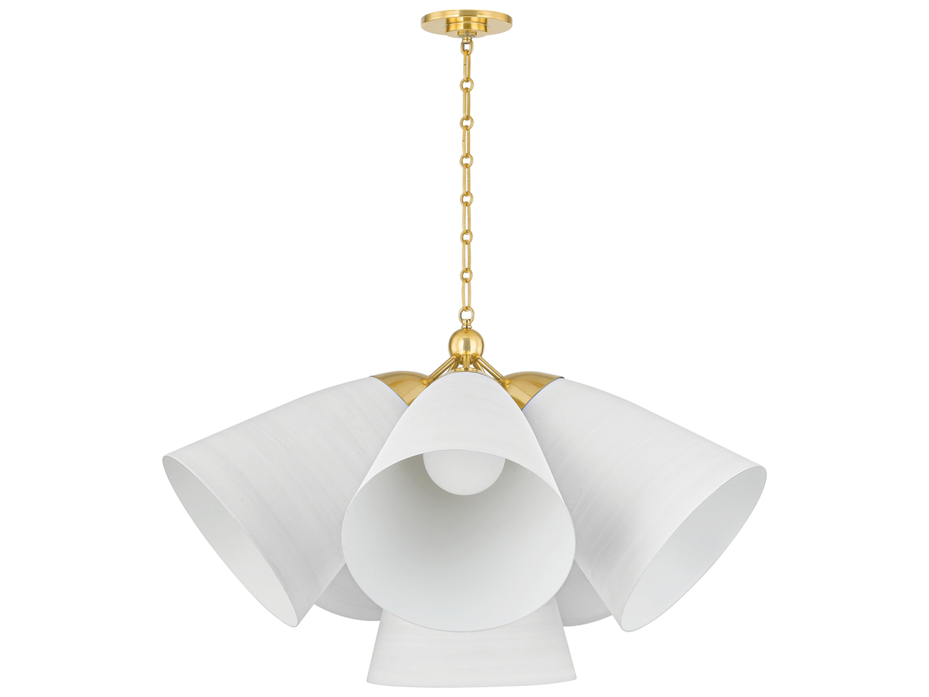 Hudson Valley Bronson 5-Light Aged Brass White Plaster Chandelier