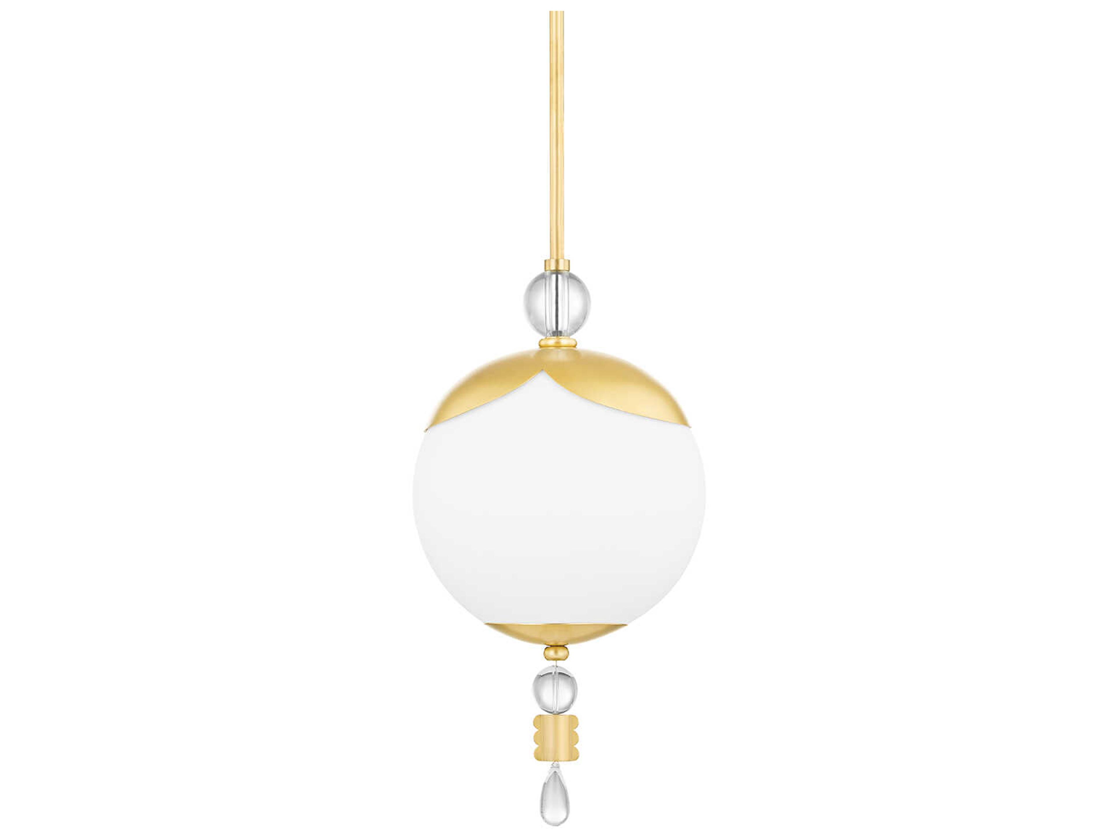 Hudson Valley Perla 1-Light Aged Brass Crystal Glass Globe Mini Pendant