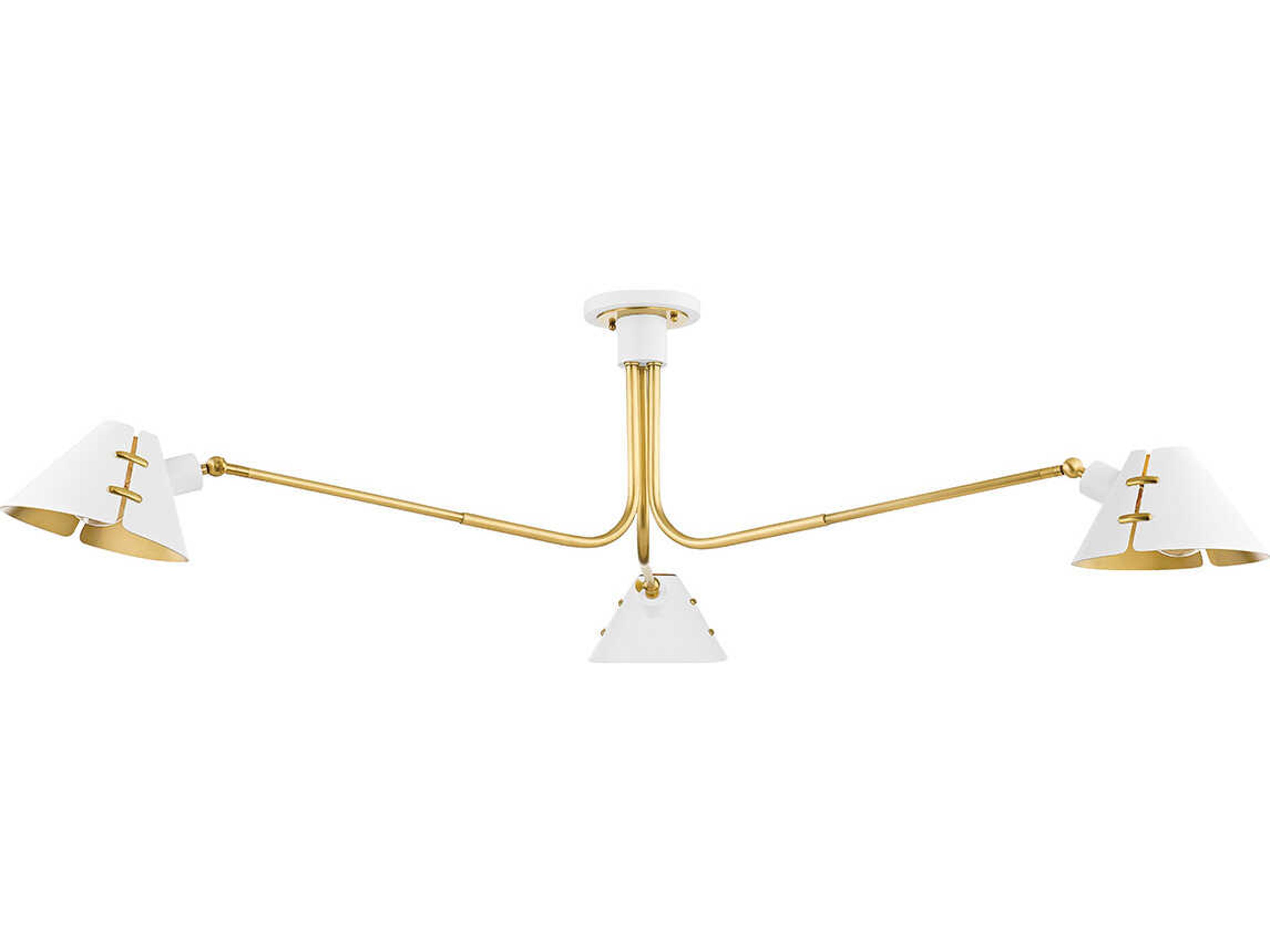 Hudson Valley Split 3-Light Aged Brass Soft White Semi Flush Mount