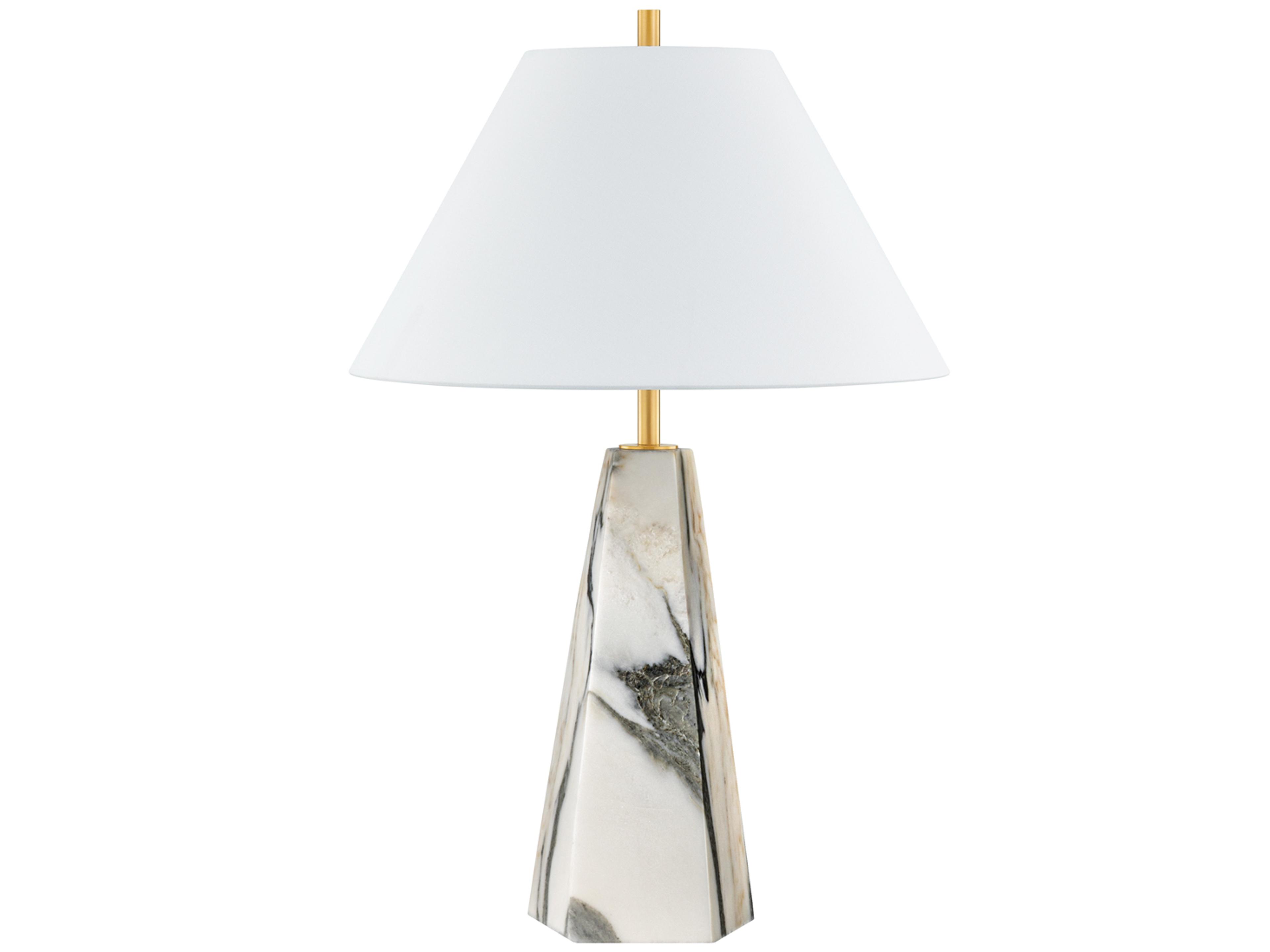 Hudson Valley Benicia Aged Brass White Linen Buffet Lamp