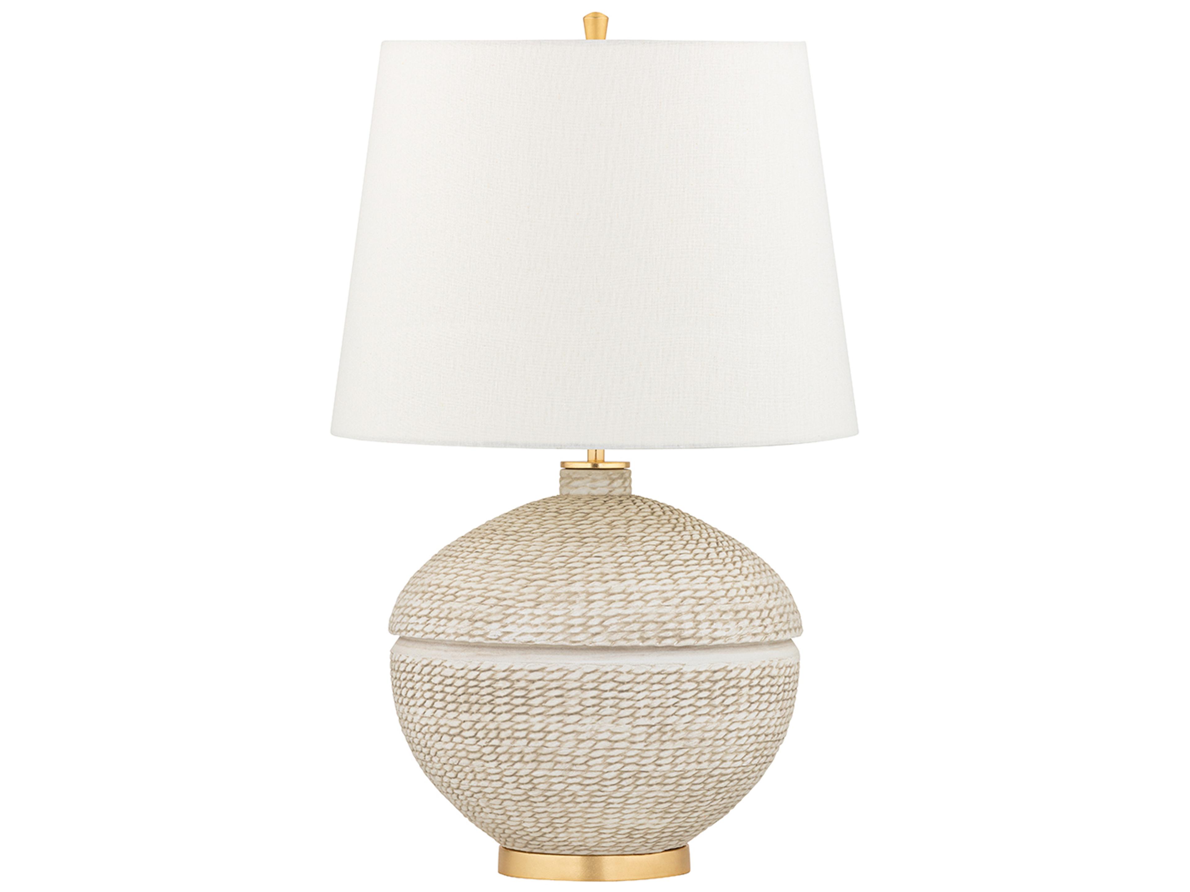 Hudson Valley Katonah Gold Leaf 1-light White Linen Table Lamp