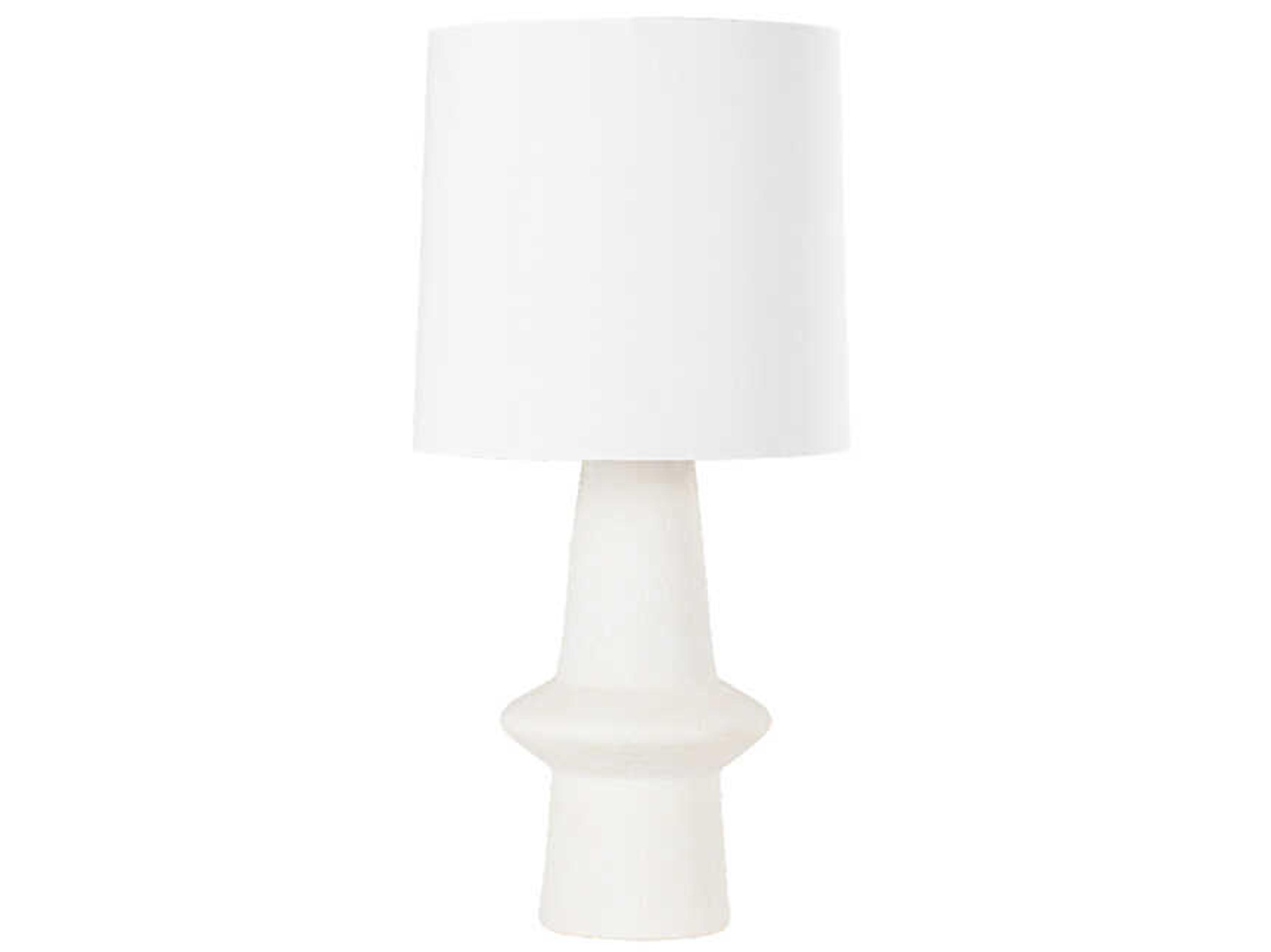 Hudson Valley Ramapo Aged Brass Pale Flax Ceramic White Linen Buffet Lamp