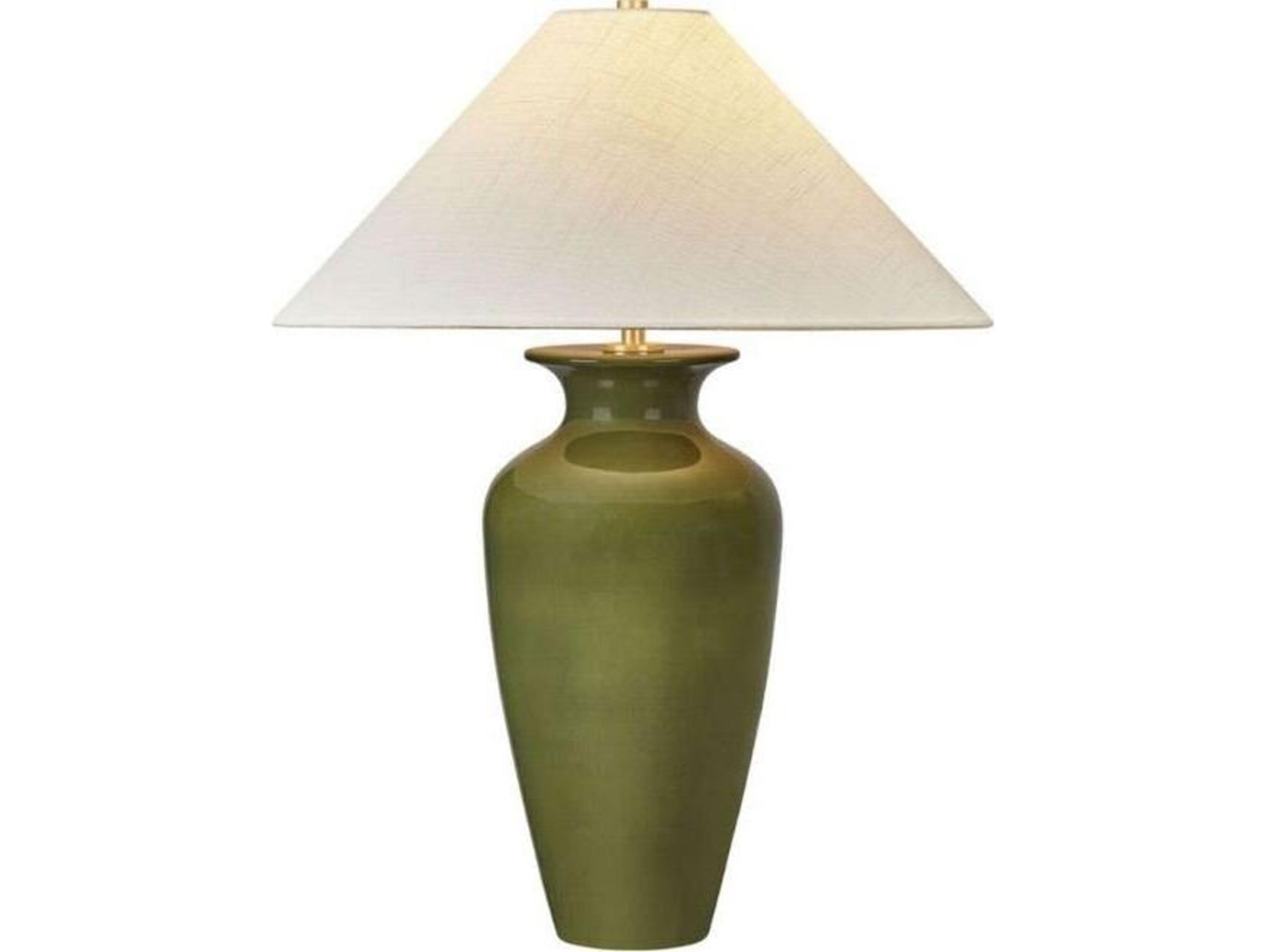 Hudson Valley Grassy Point Aged Brass Ceramic Nori Green Traditional Buffet Lamp